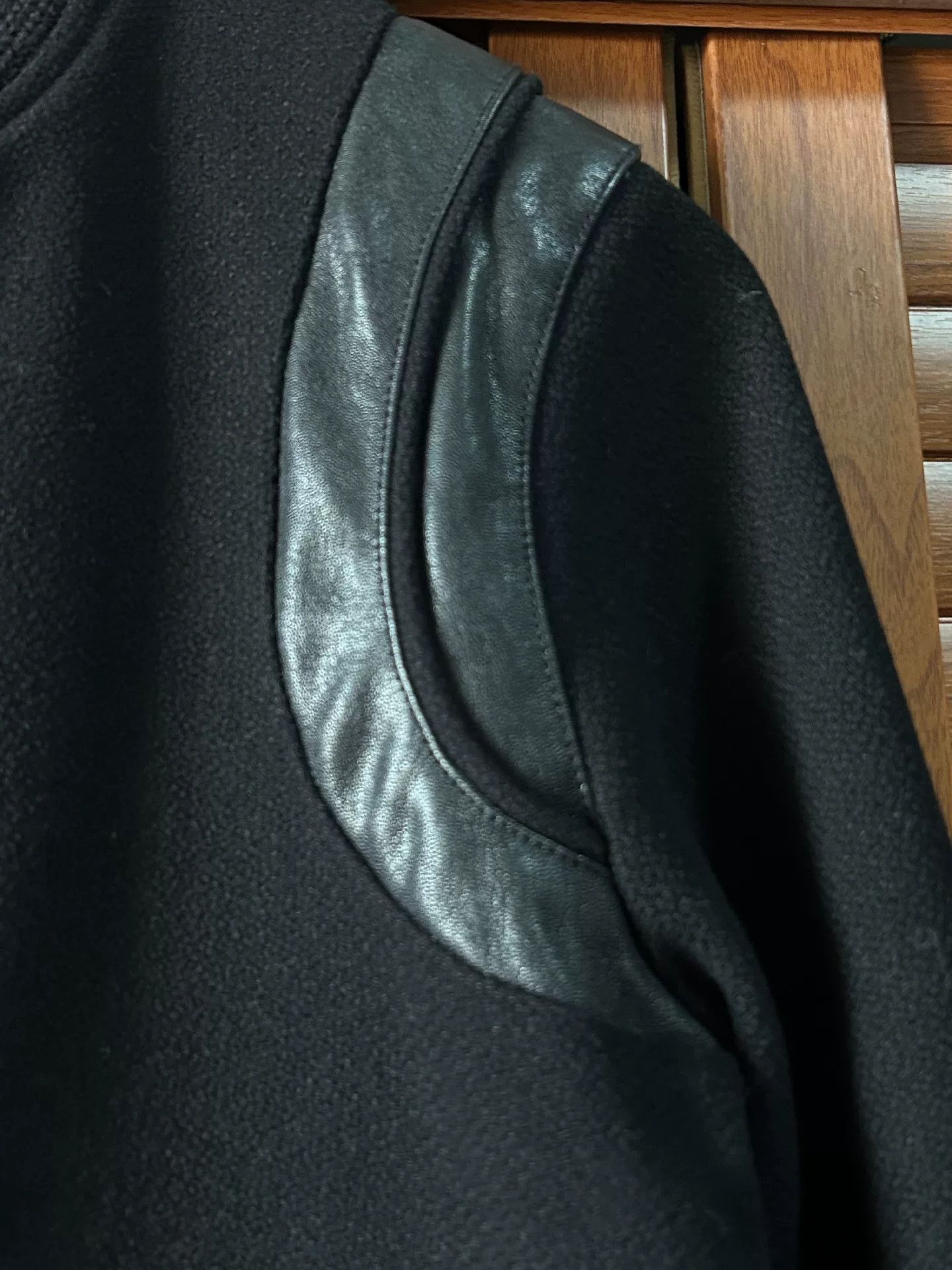 Saint Laurent Paris Saint Laurent Black Leather Sleeves Baseball Jacket Size US S / EU 44-46 / 1 - 6 Thumbnail