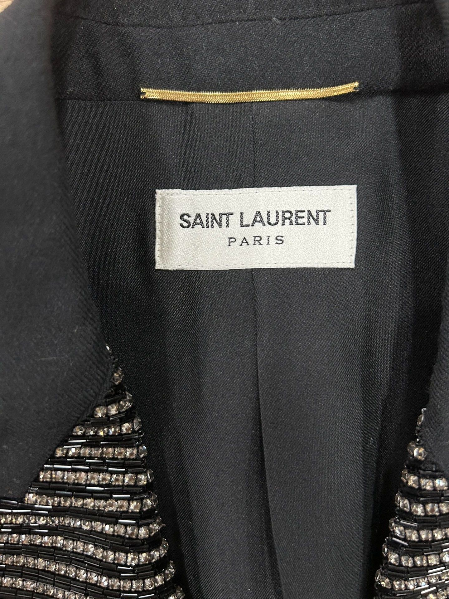 Saint Laurent Paris Saint Laurent Black Beaded Lapel Blazer Size S / US 4 / IT 40 - 4 Thumbnail