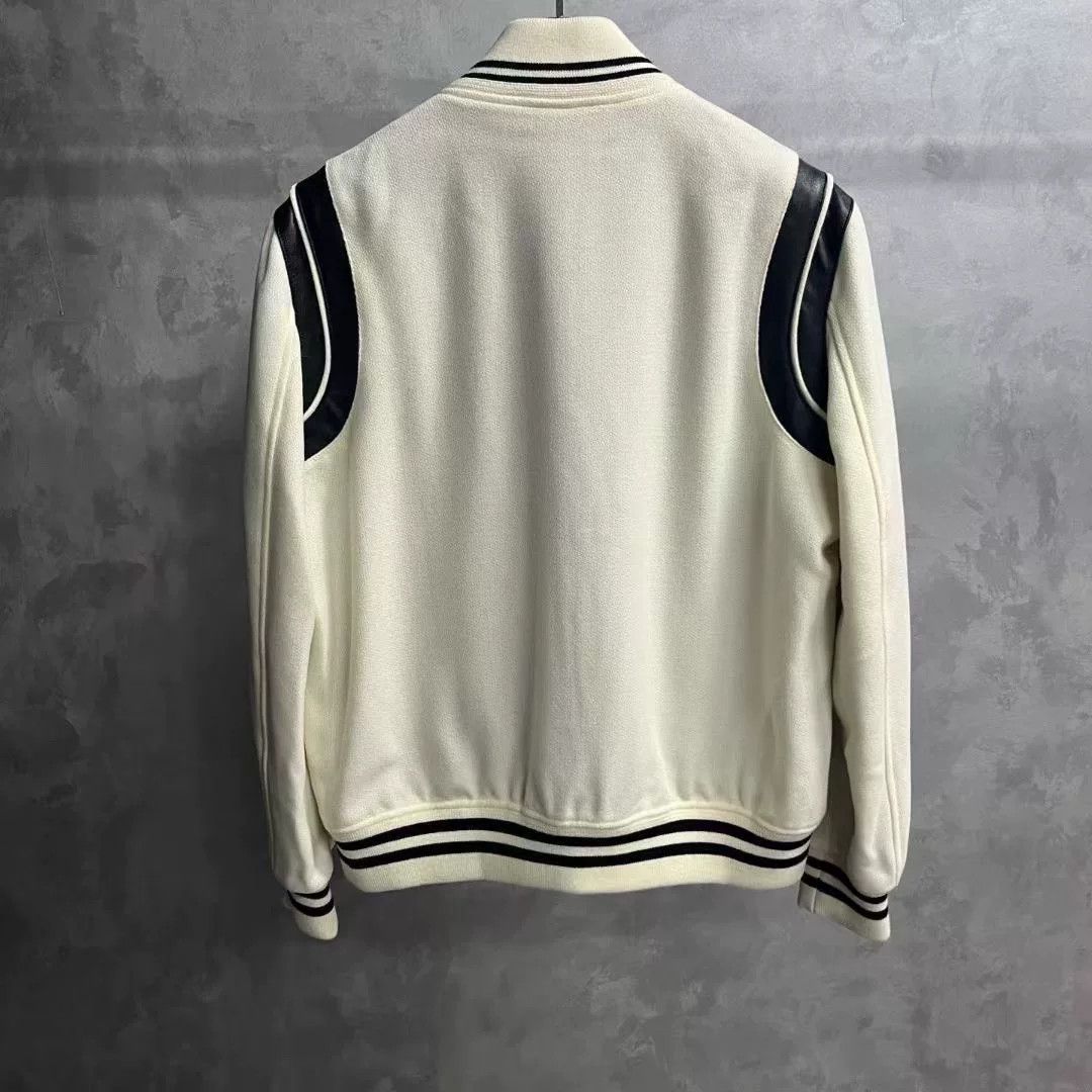Saint Laurent Paris Saint Laurent White Baseball Jacket Size US M / EU 48-50 / 2 - 2 Thumbnail
