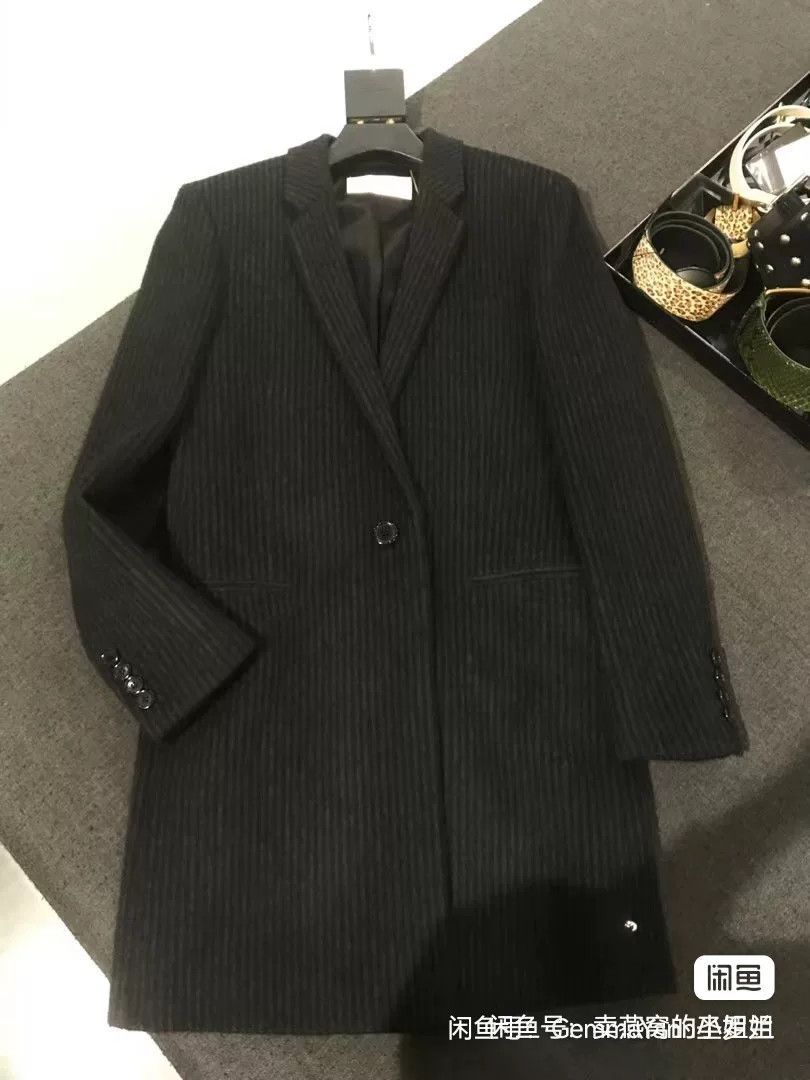 Saint Laurent Paris Saint Laurent Dark Pinstriped Wool Coat Size US M / EU 48-50 / 2 - 2 Thumbnail