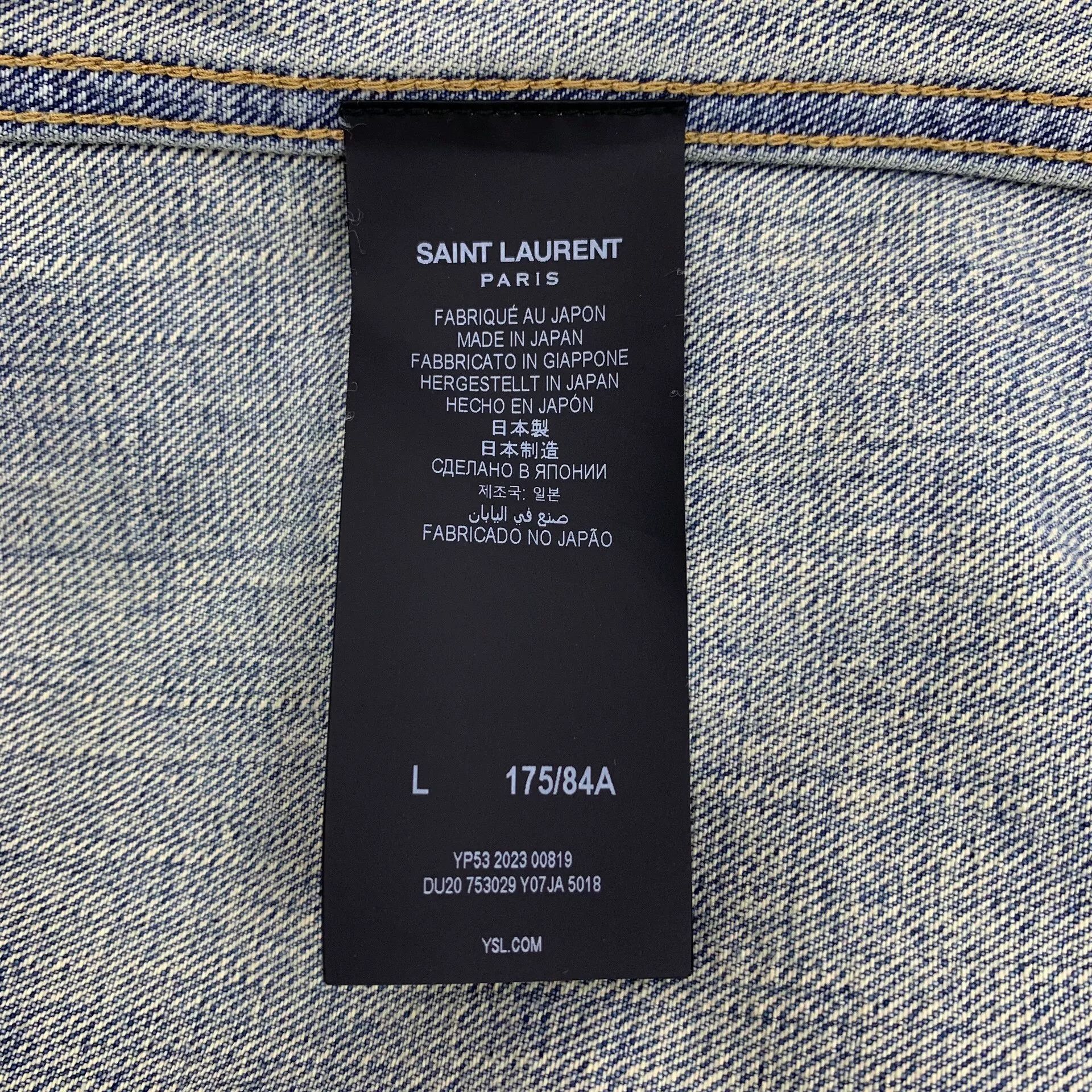 Saint Laurent Paris Saint Laurent Blue Denim Logo Jacket Size US L / EU 52-54 / 3 - 7 Thumbnail