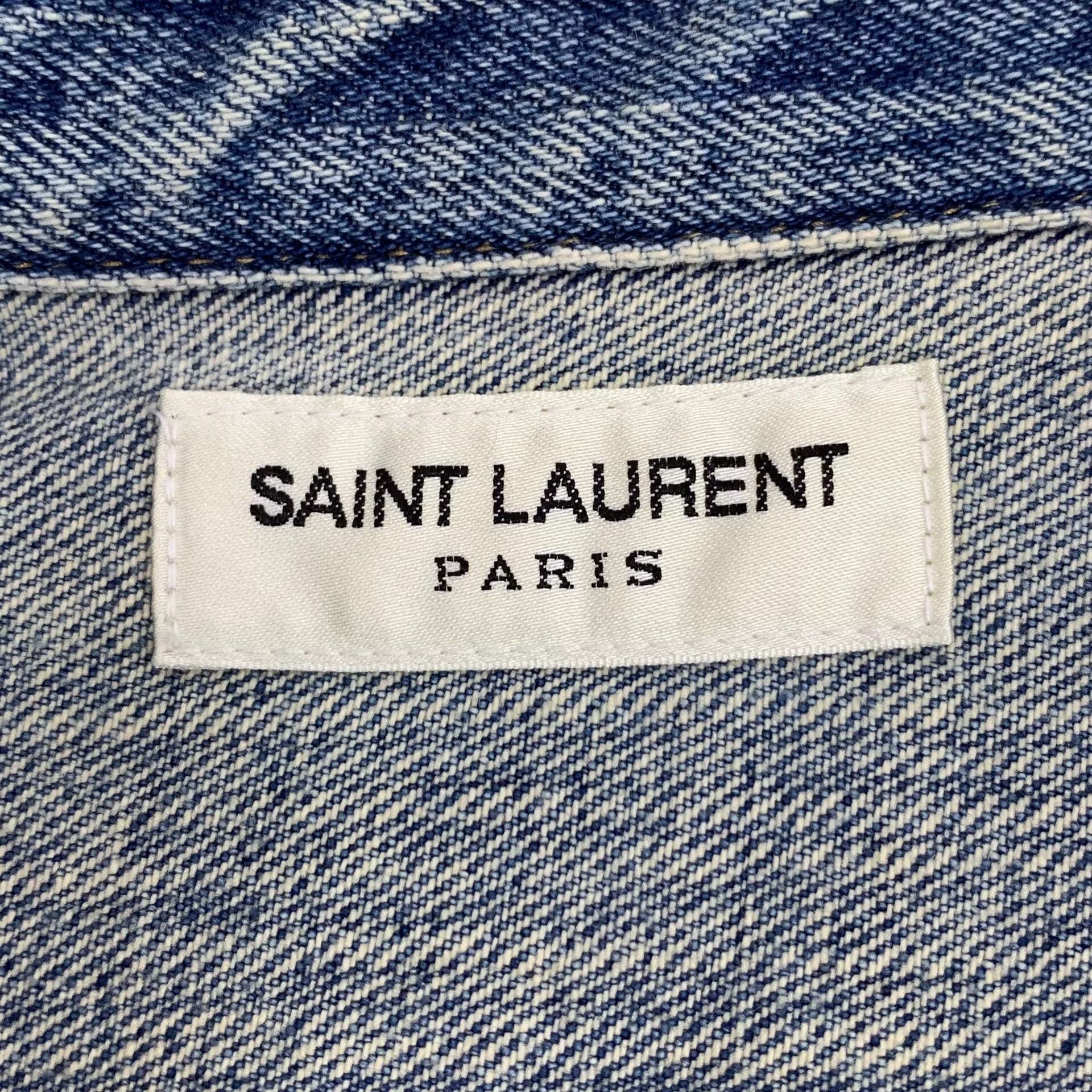 Saint Laurent Paris Saint Laurent Blue Denim Logo Jacket Size US L / EU 52-54 / 3 - 6 Thumbnail