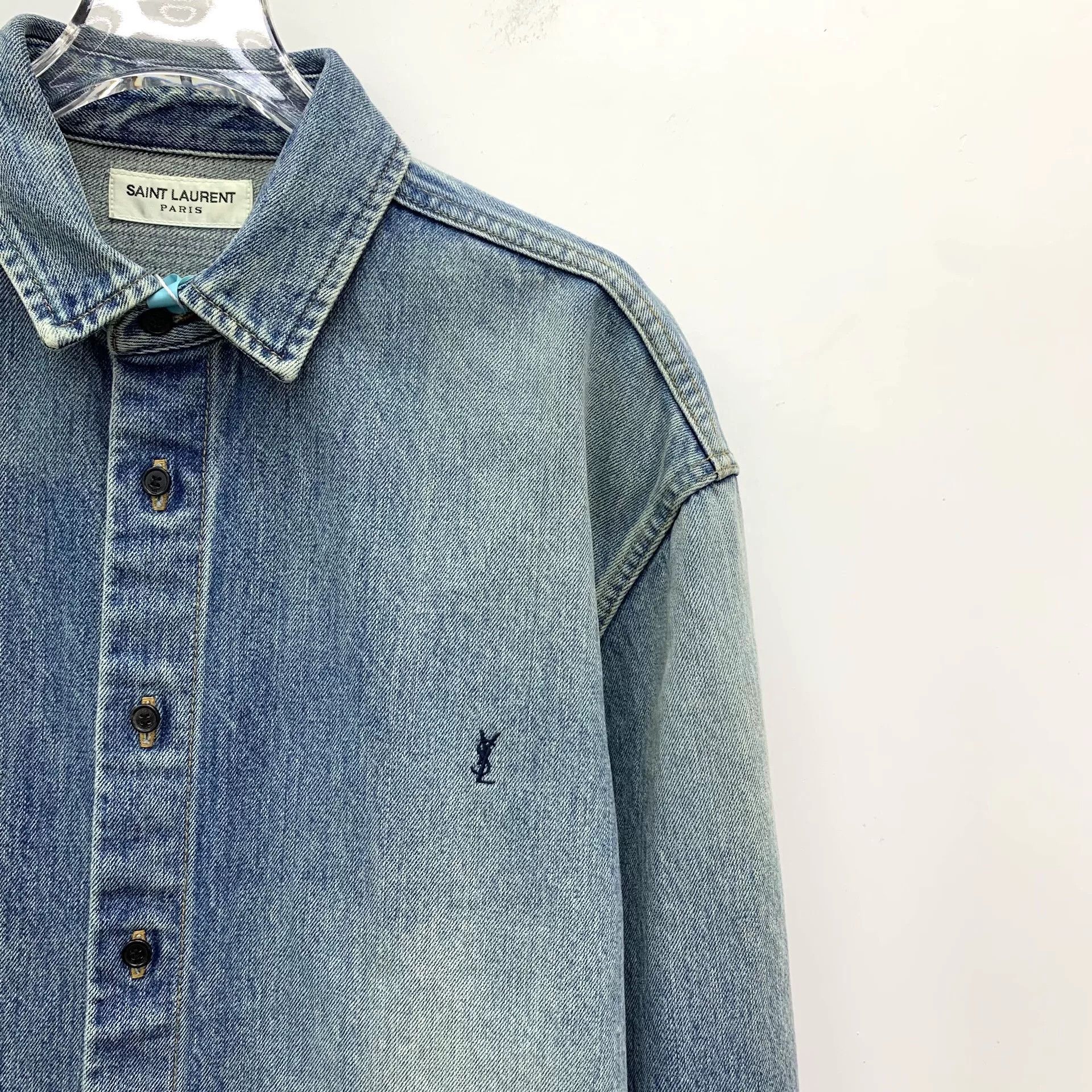 Saint Laurent Paris Saint Laurent Blue Denim Logo Jacket Size US L / EU 52-54 / 3 - 3 Thumbnail