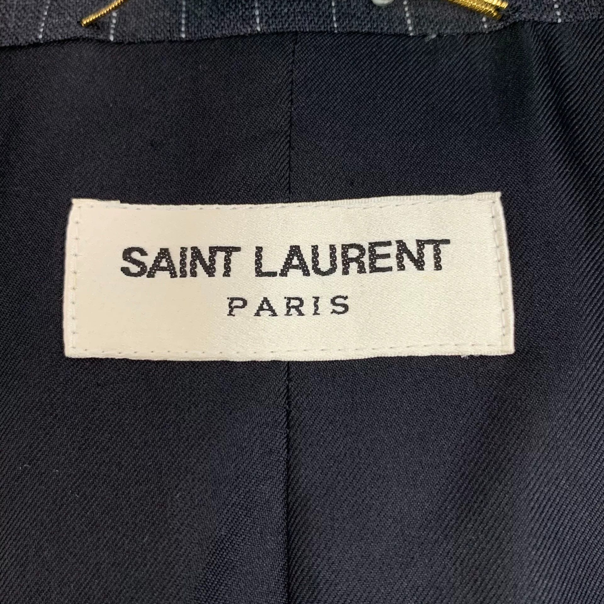 Saint Laurent Paris YSL Black Pinstriped Wool Blazer Size US S / EU 44-46 / 1 - 5 Thumbnail