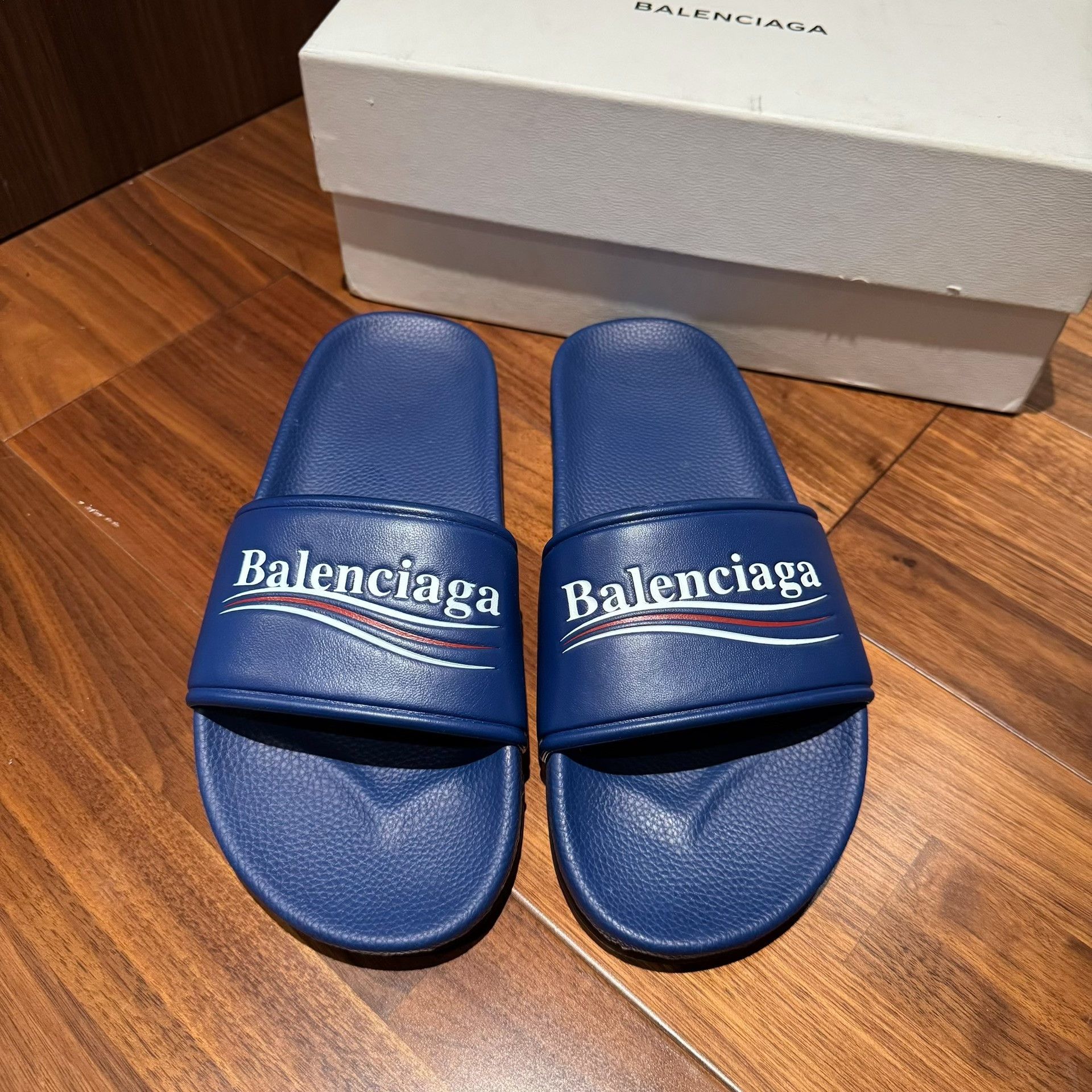 Balenciaga Balenciaga Blue Wave Print Slippers Size US 10 / EU 43 - 3 Thumbnail