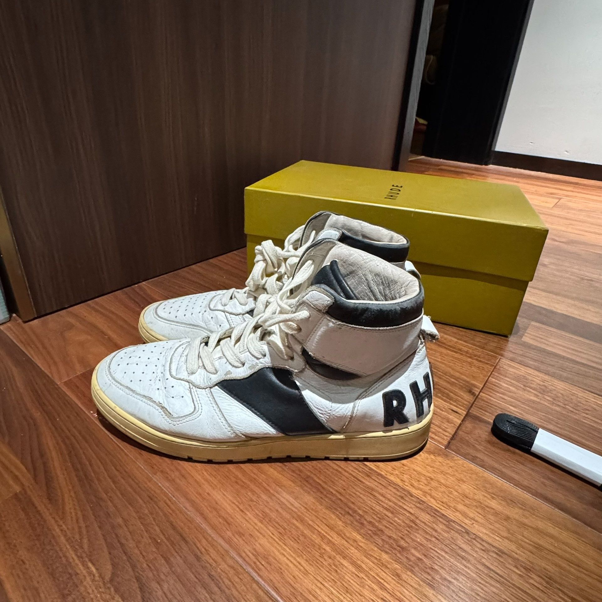 Rhude RHUDE RHECESS Super Vintage High-Top Leather Sneakers Size US 9 / EU 42 - 4 Thumbnail