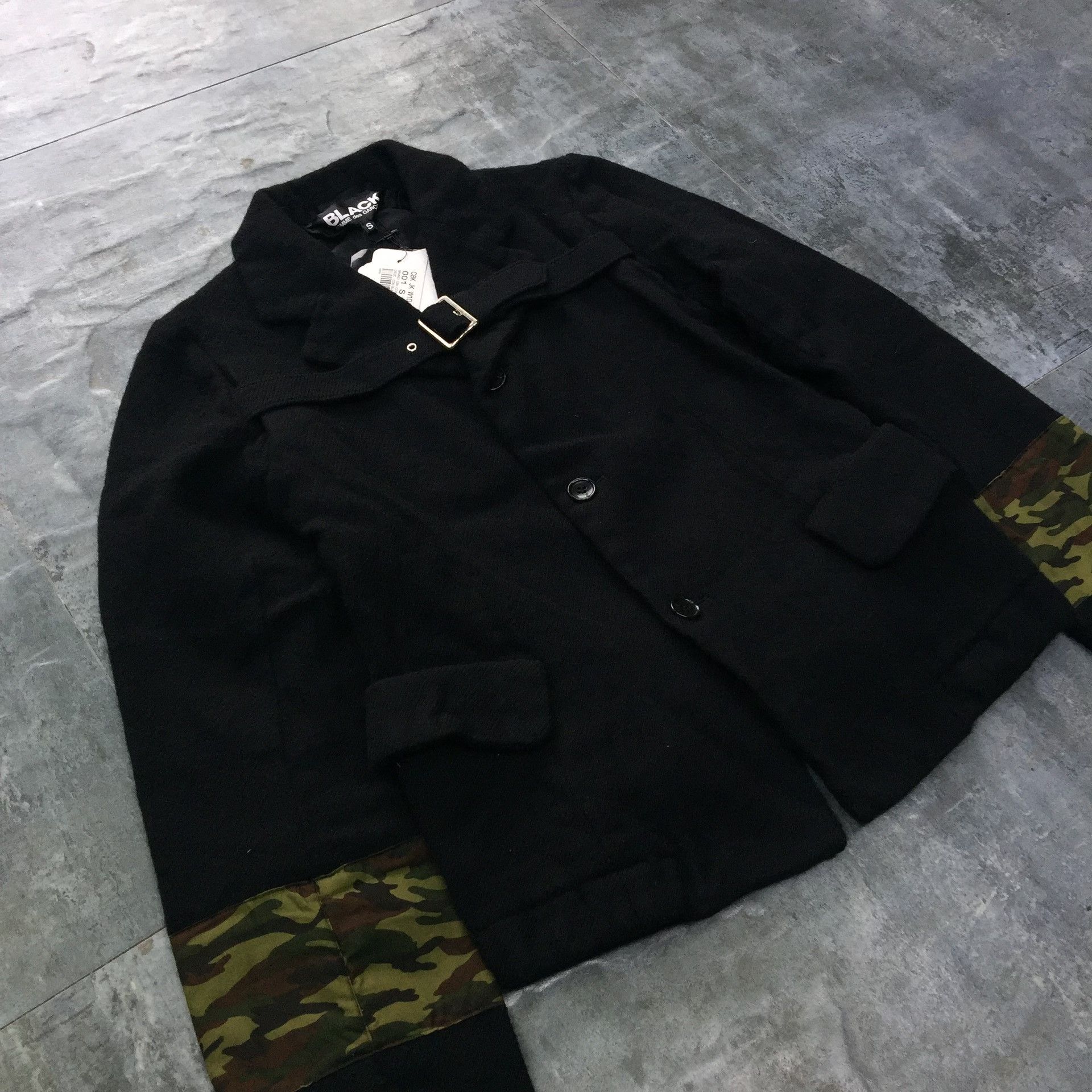 Comme des Garcons CDG Black Camo Patch Wool Blazer Size S / US 4 / IT 40 - 2 Thumbnail