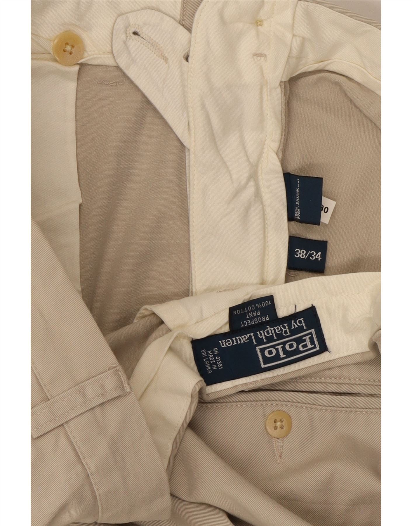 Polo Ralph Lauren Mens Straight Chino Trousers W38 L34 Beige Cotton Size US 38 / EU 54 - 4 Thumbnail