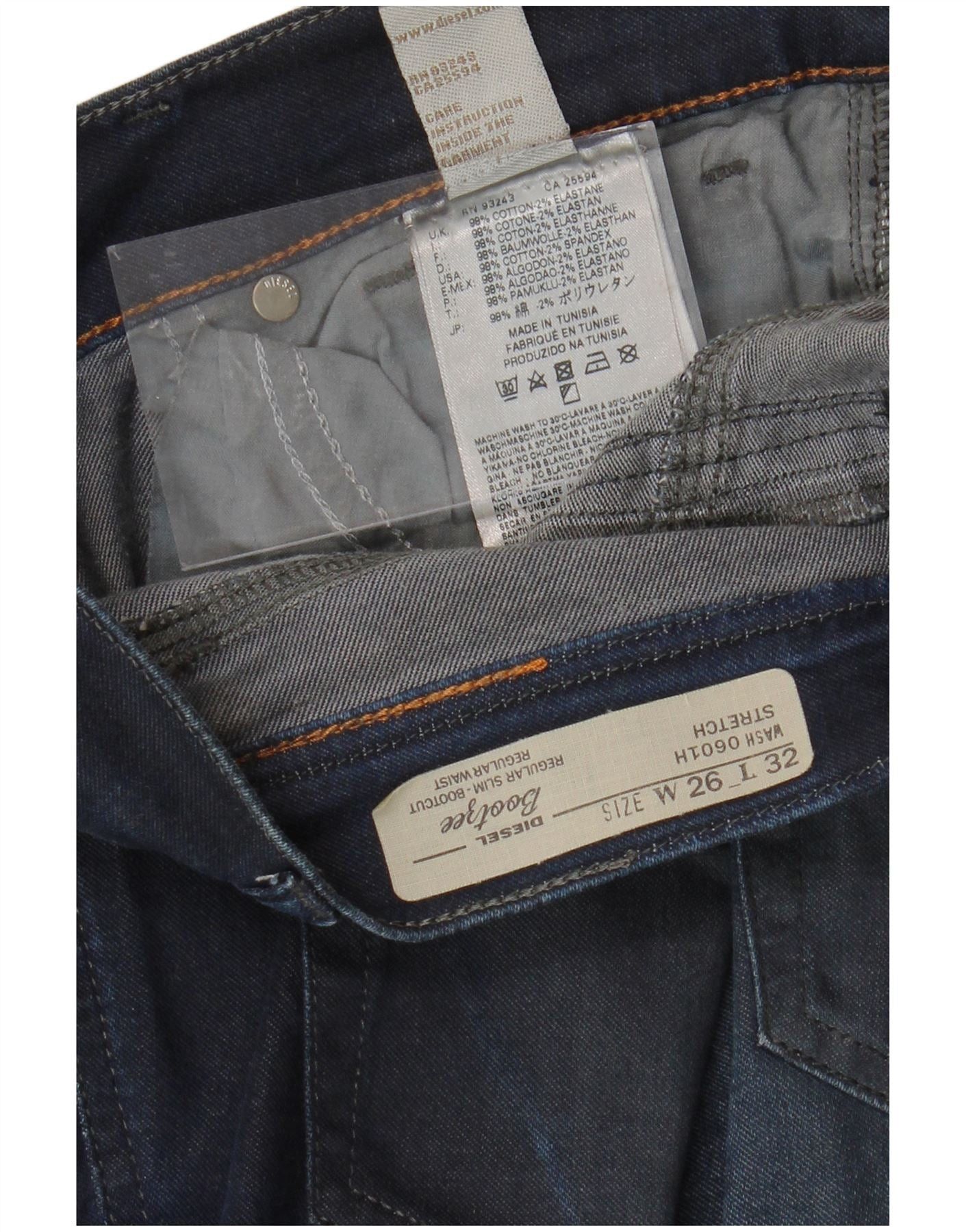 Diesel Womens Regular Fit Slim Bootcut Jeans W26 L32 Navy Blue Cott Size 42" / US 20 - 3 Thumbnail