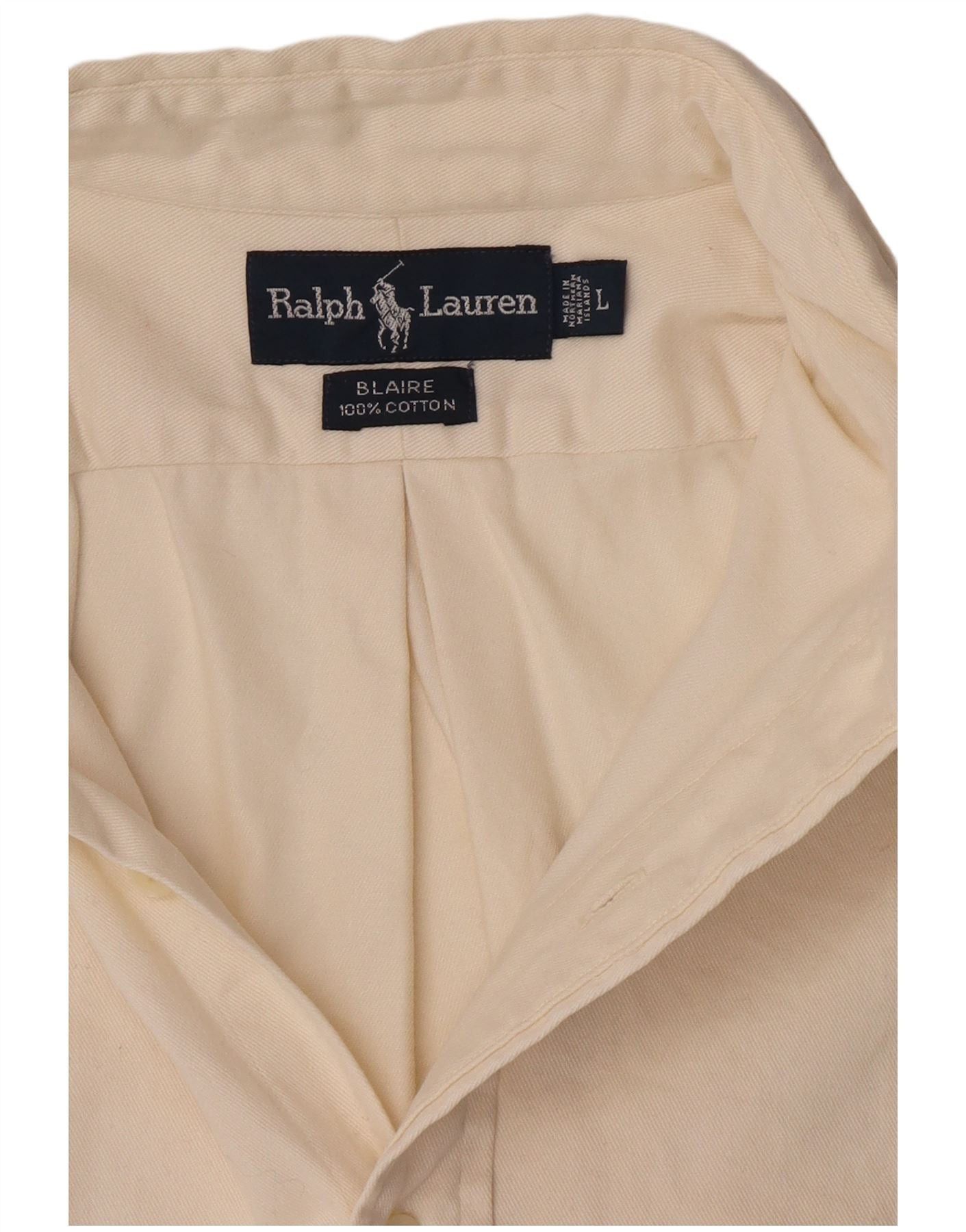 Ralph Lauren Mens Blaire Shirt Large Off White Cotton Size US L / EU 52-54 / 3 - 4 Thumbnail