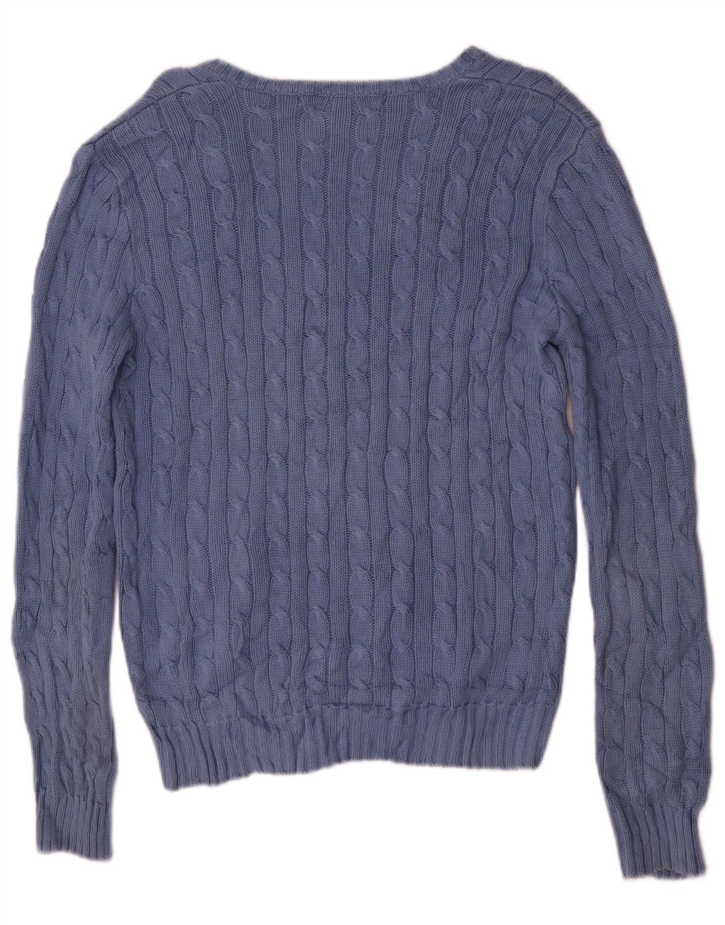Ralph Lauren Womens V-Neck Jumper Sweater UK 16 Large Blue Cotton Size M / US 6-8 / IT 42-44 - 2 Thumbnail