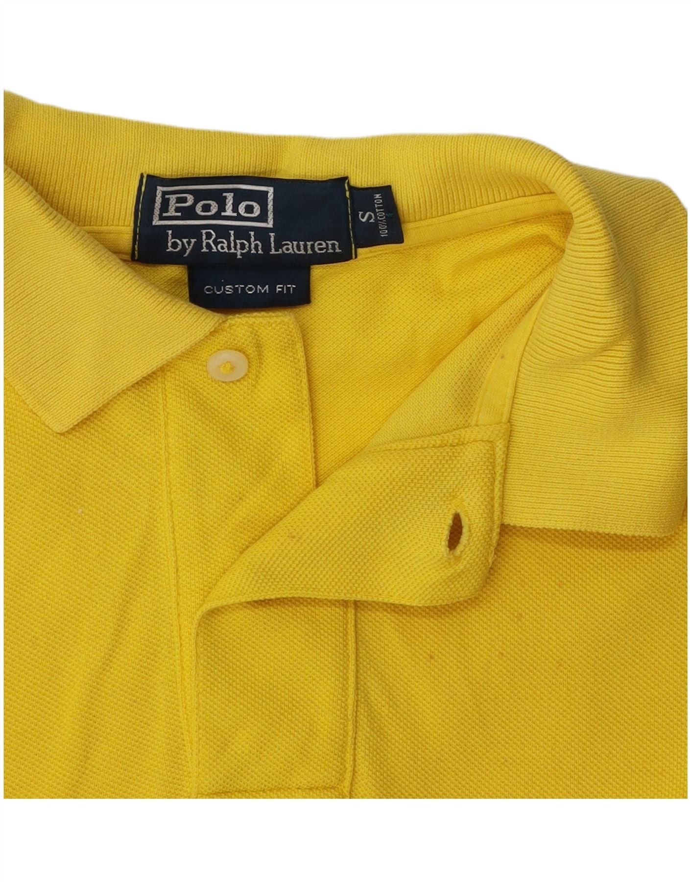 Polo Ralph Lauren Mens Custom Fit Polo Shirt Small Yellow Cotton Size US S / EU 44-46 / 1 - 4 Thumbnail
