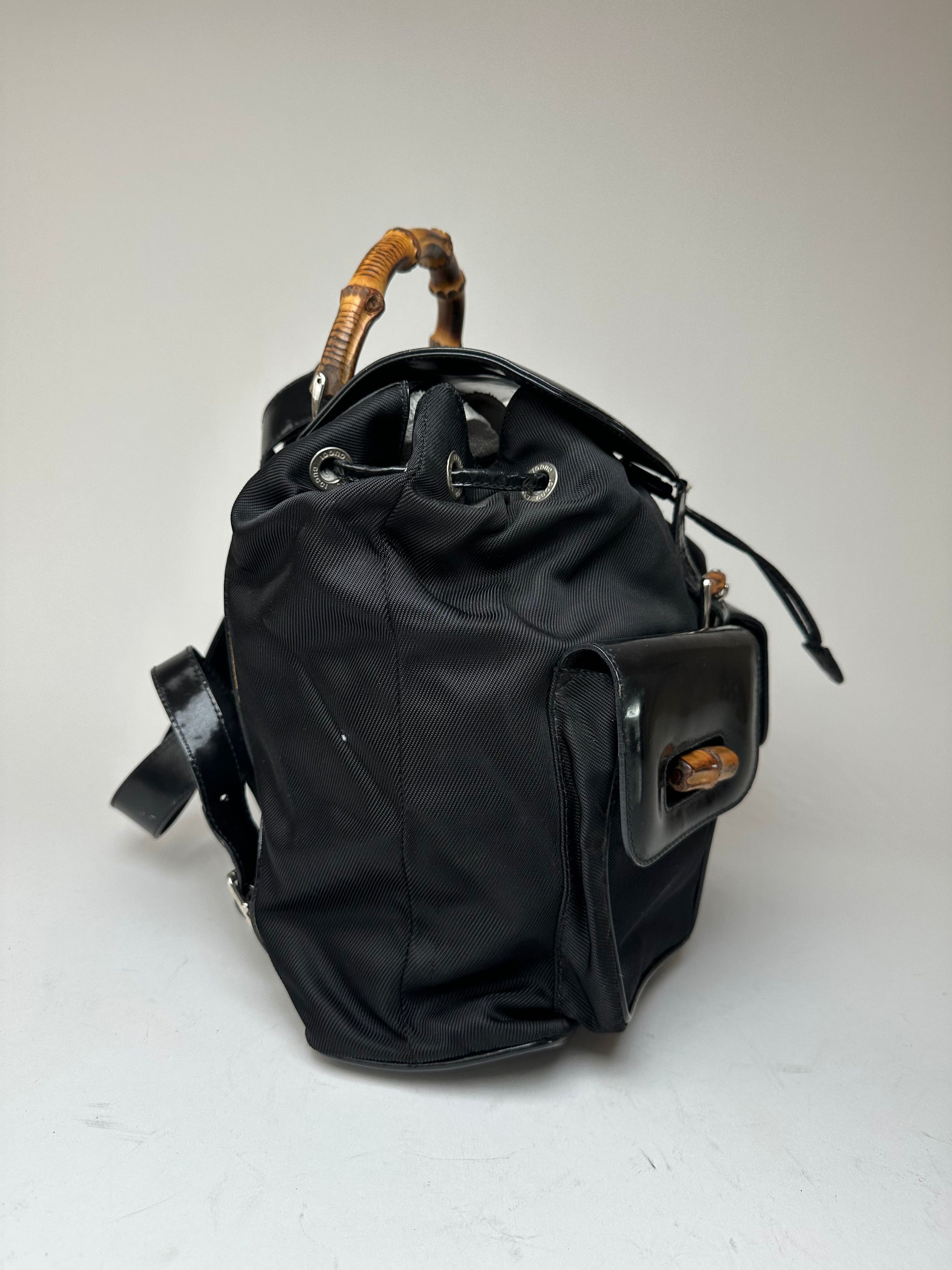 Gucci Vintage Patent Leather Bamboo Backpack Black Size ONE SIZE - 10 Thumbnail