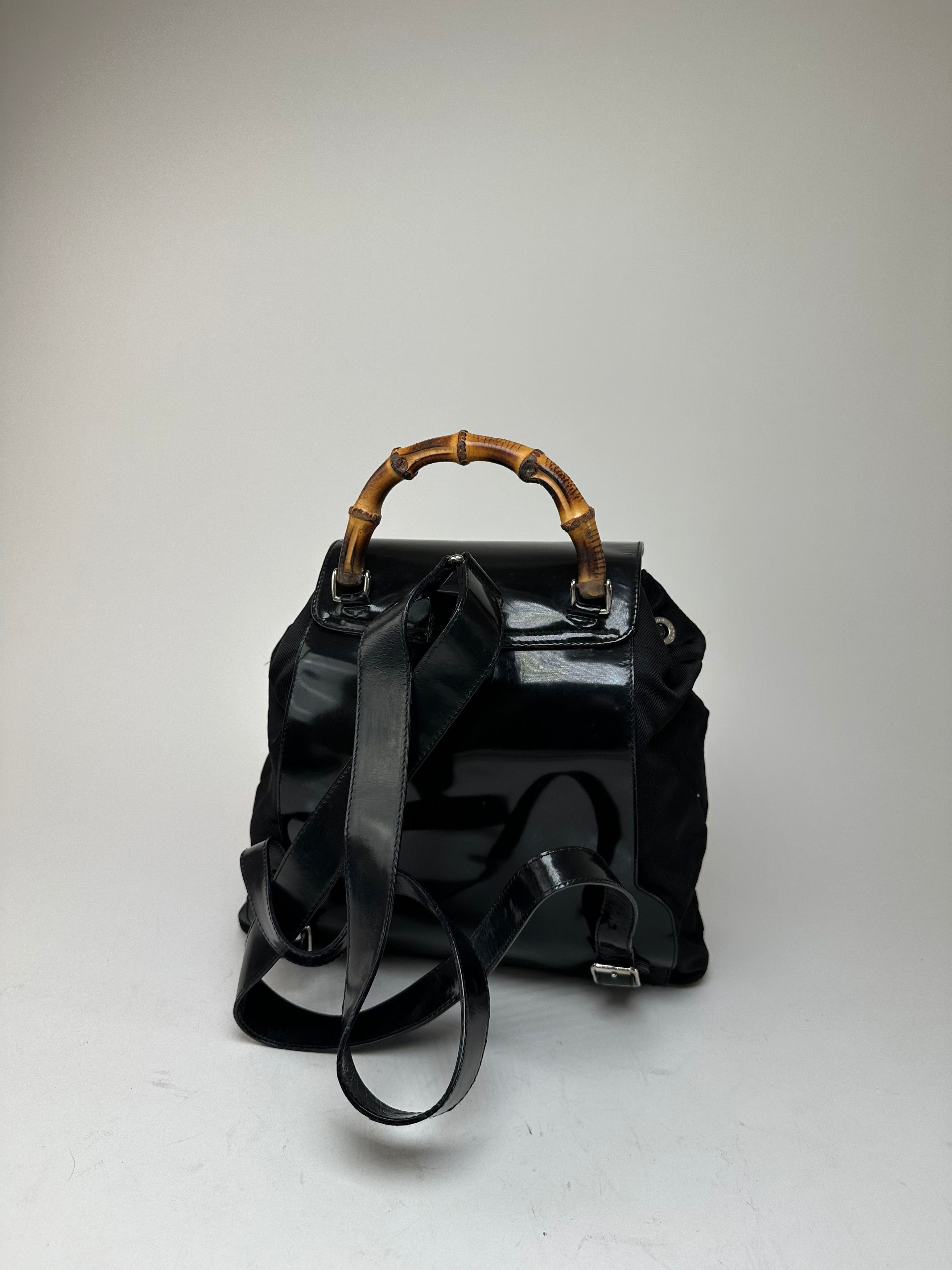 Gucci Vintage Patent Leather Bamboo Backpack Black Size ONE SIZE - 9 Thumbnail