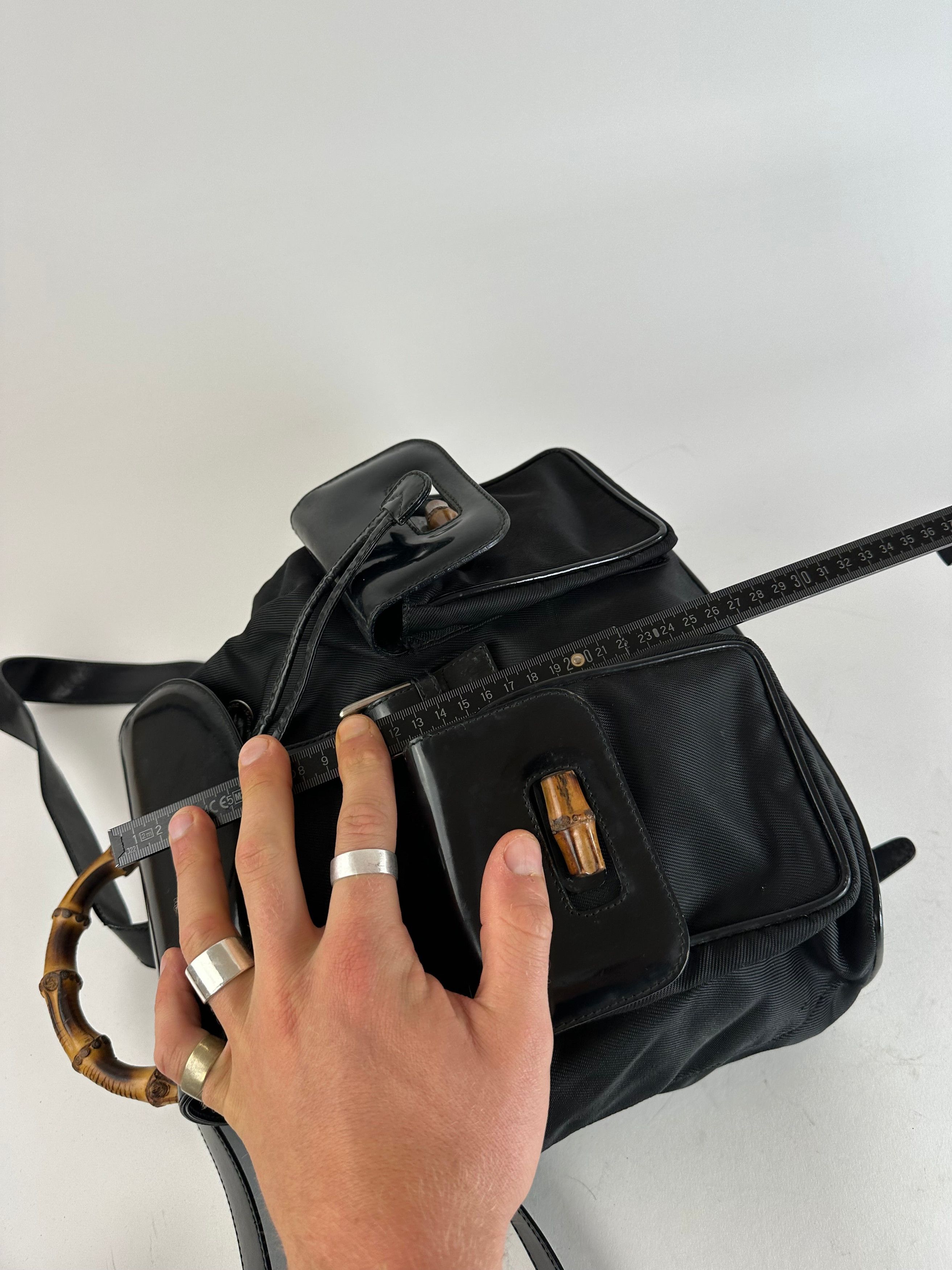 Gucci Vintage Patent Leather Bamboo Backpack Black Size ONE SIZE - 12 Thumbnail