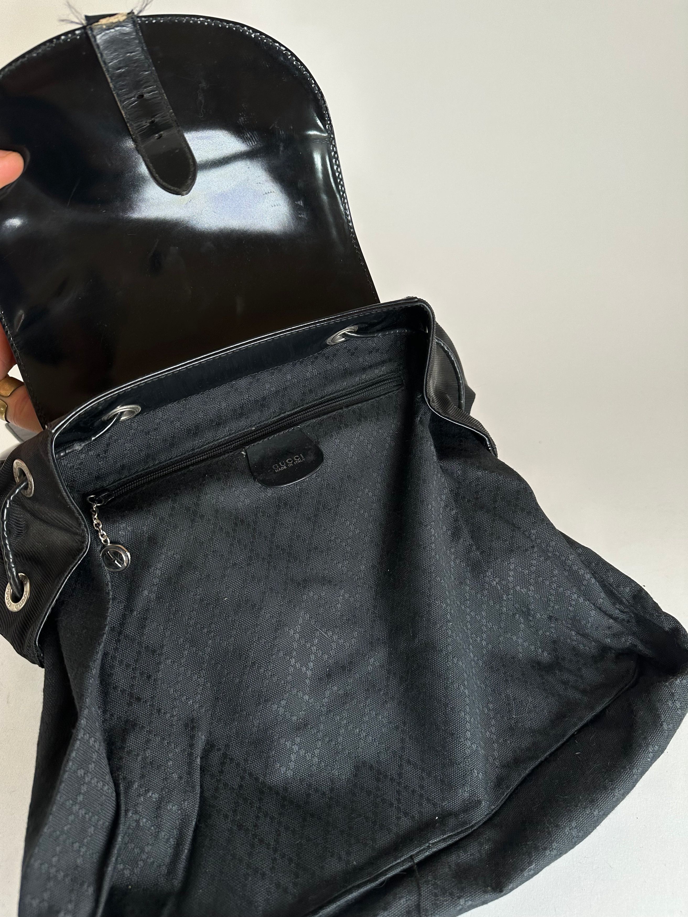 Gucci Vintage Patent Leather Bamboo Backpack Black Size ONE SIZE - 5 Thumbnail