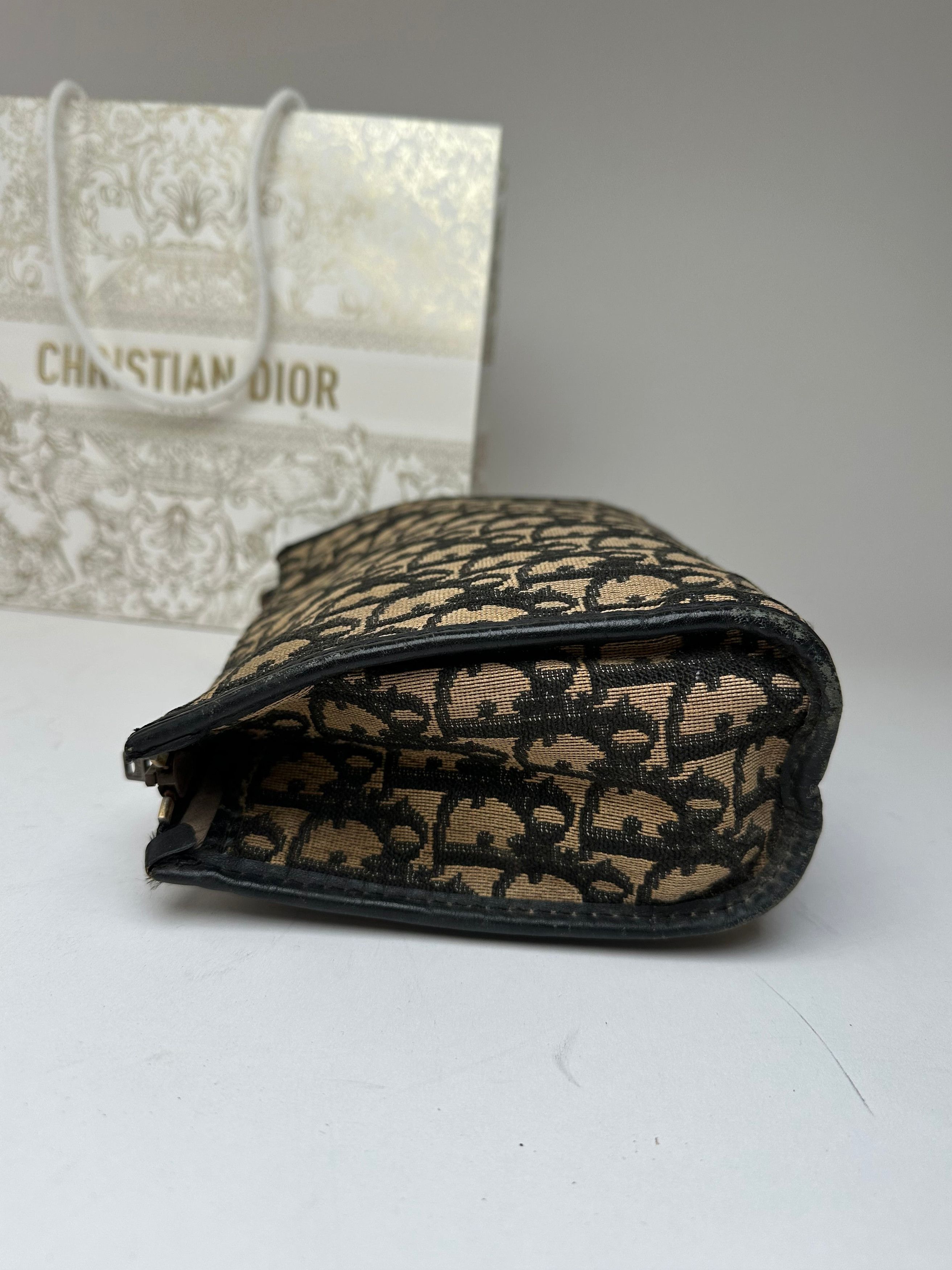 Dior Vintage Oblique Monogram Clutch Beige Navy Size ONE SIZE - 7 Thumbnail