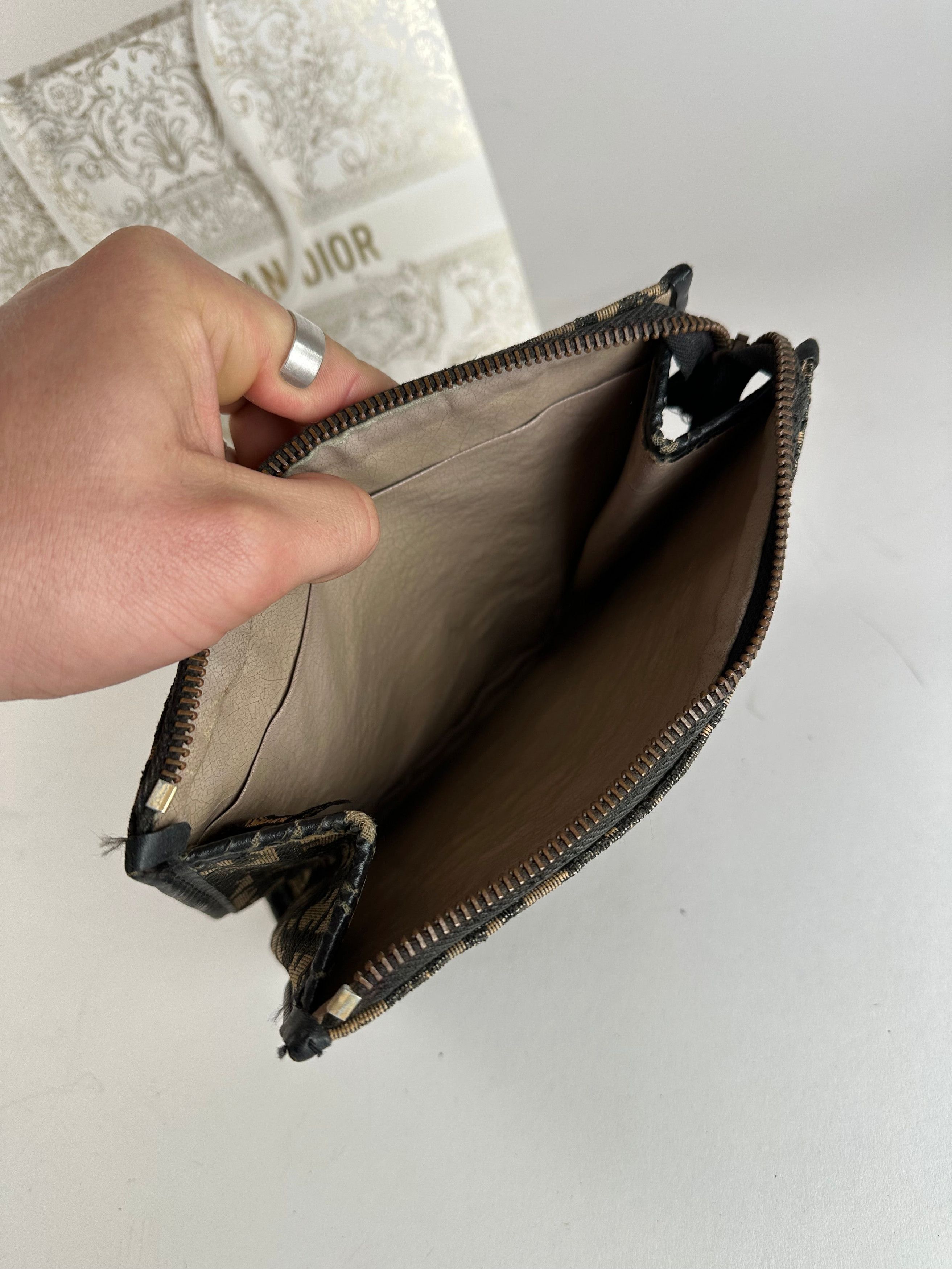 Dior Vintage Oblique Monogram Clutch Beige Navy Size ONE SIZE - 3 Thumbnail