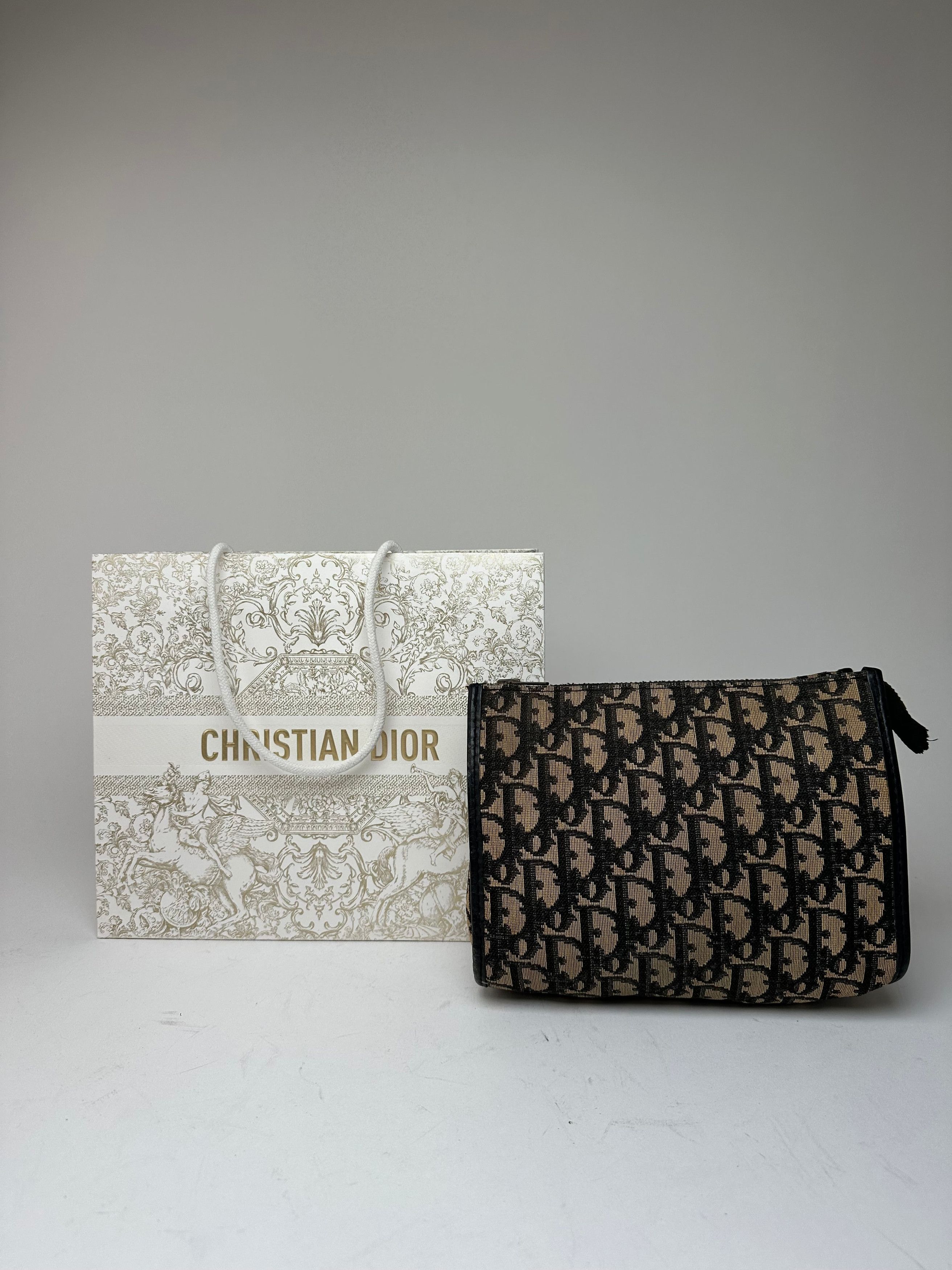 Dior Vintage Oblique Monogram Clutch Beige Navy Size ONE SIZE - 5 Thumbnail