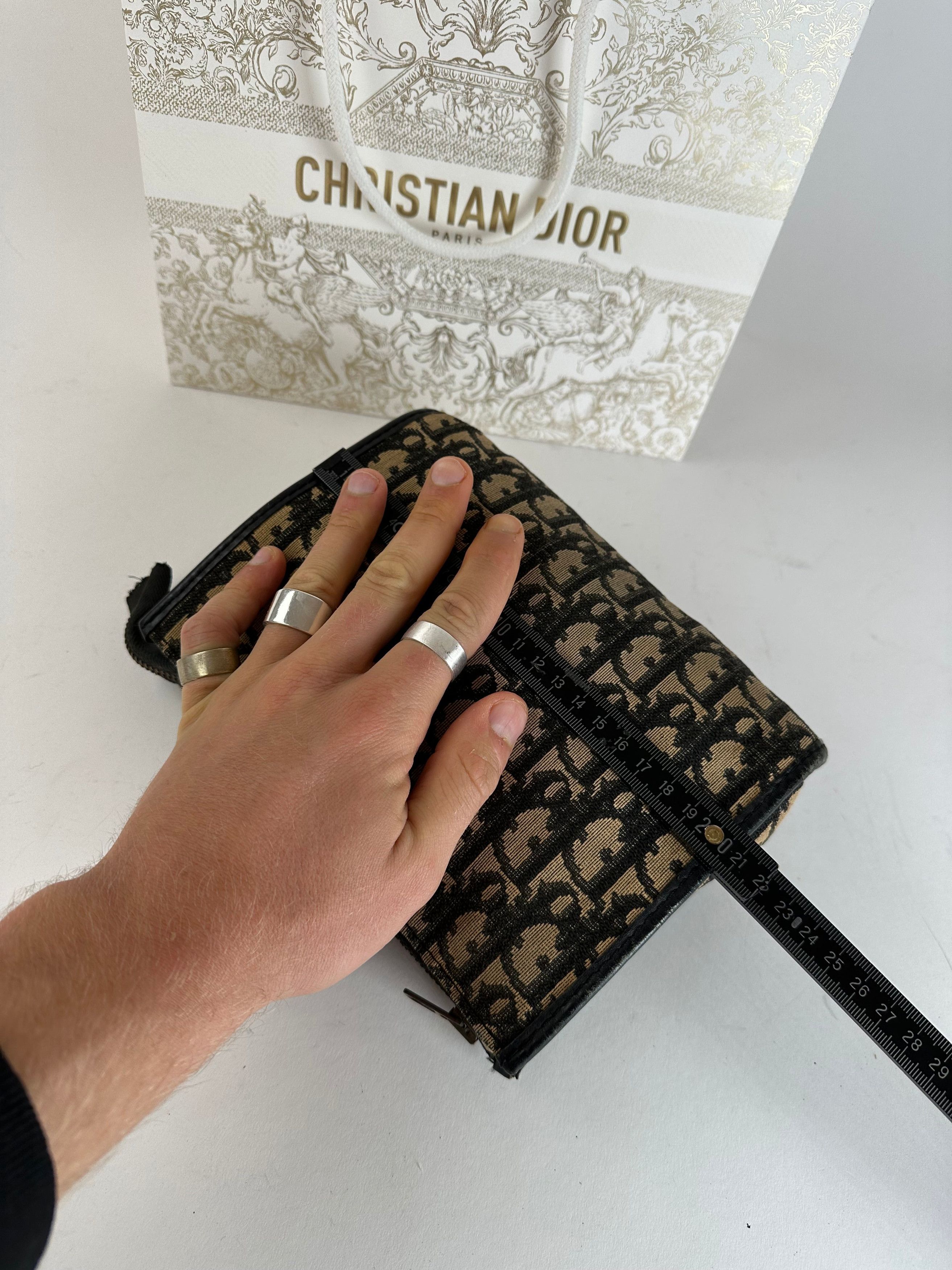 Dior Vintage Oblique Monogram Clutch Beige Navy Size ONE SIZE - 11 Thumbnail