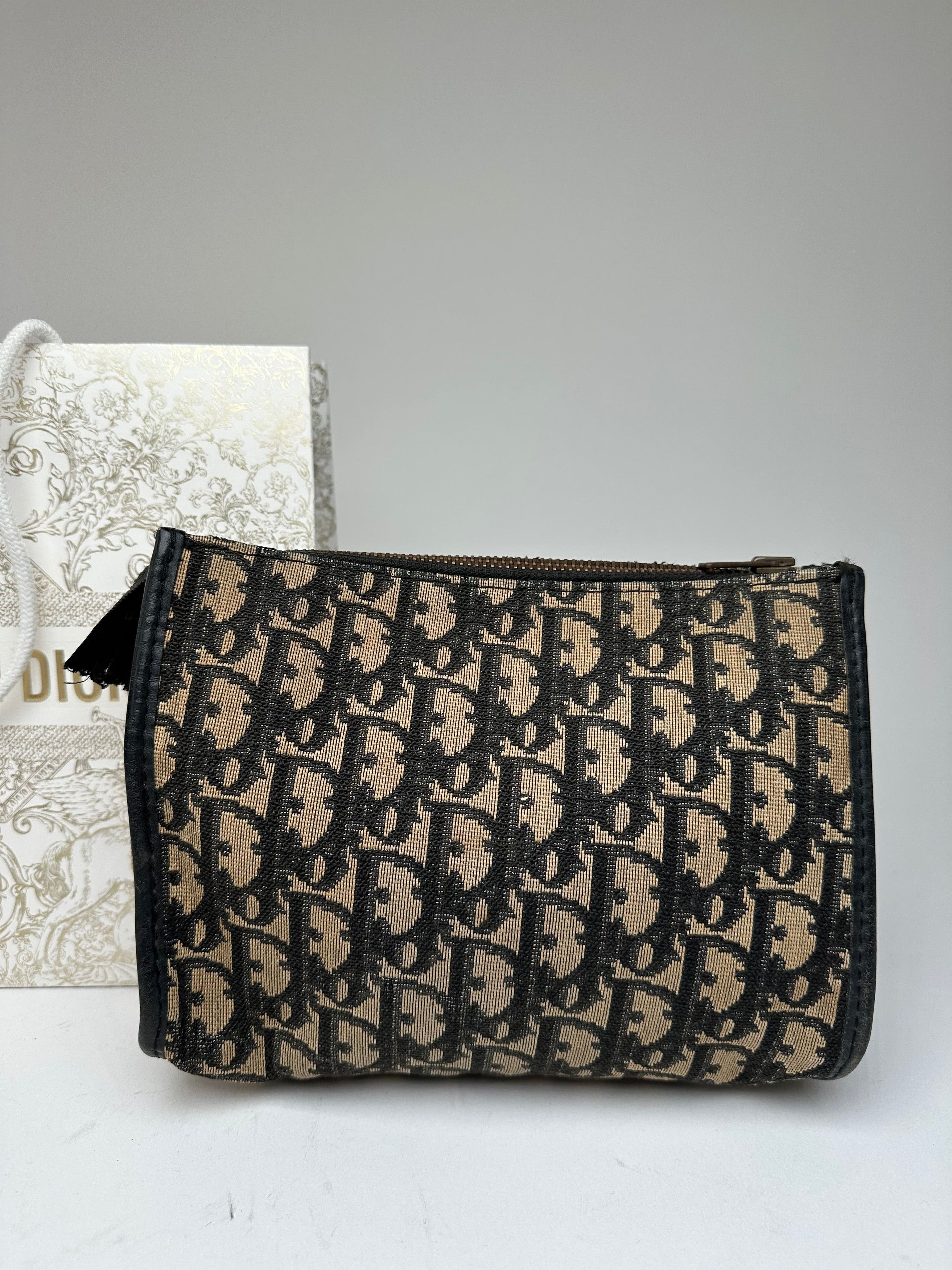 Dior Vintage Oblique Monogram Clutch Beige Navy Size ONE SIZE - 14 Thumbnail