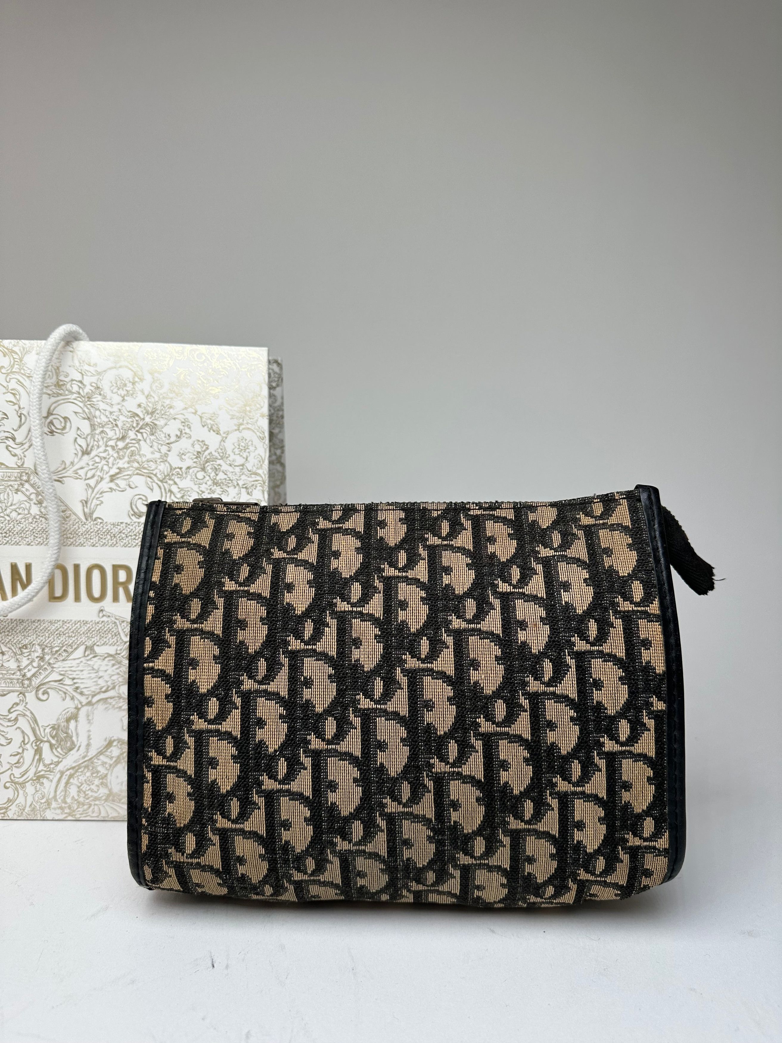Dior Vintage Oblique Monogram Clutch Beige Navy Size ONE SIZE - 13 Thumbnail