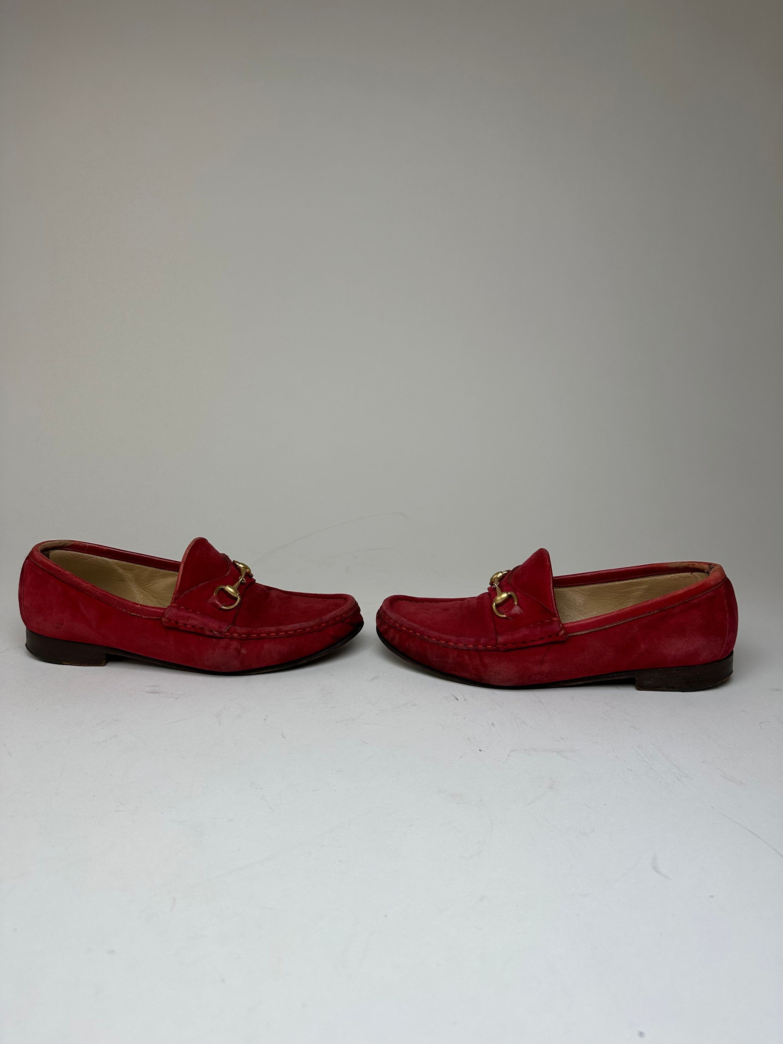 Gucci Vintage Horsebit Suede Loafer Red 36,5 Size US 5.5 / IT 35.5 - 5 Thumbnail