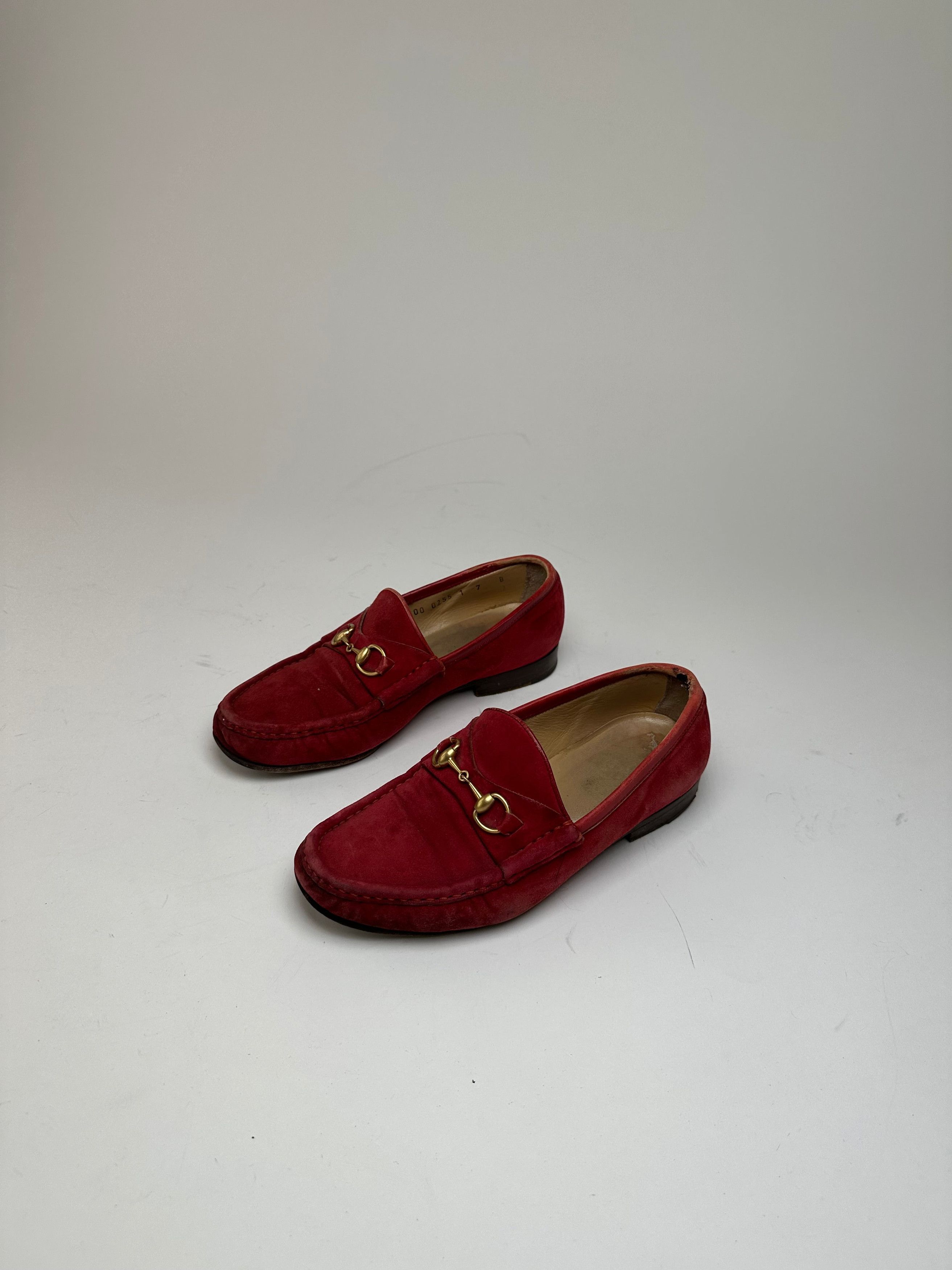 Gucci Vintage Horsebit Suede Loafer Red 36,5 Size US 5.5 / IT 35.5 - 10 Thumbnail