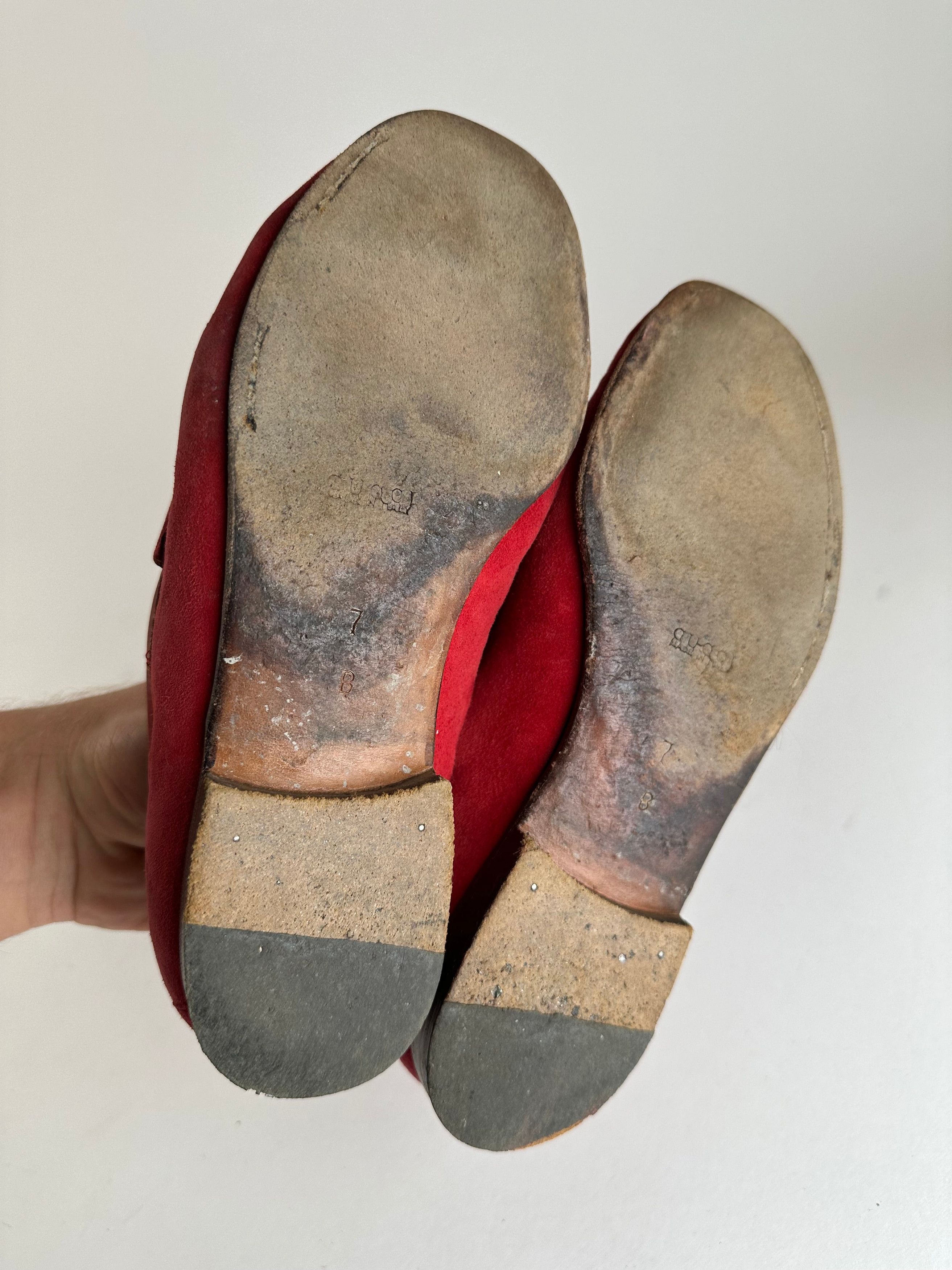 Gucci Vintage Horsebit Suede Loafer Red 36,5 Size US 5.5 / IT 35.5 - 8 Thumbnail