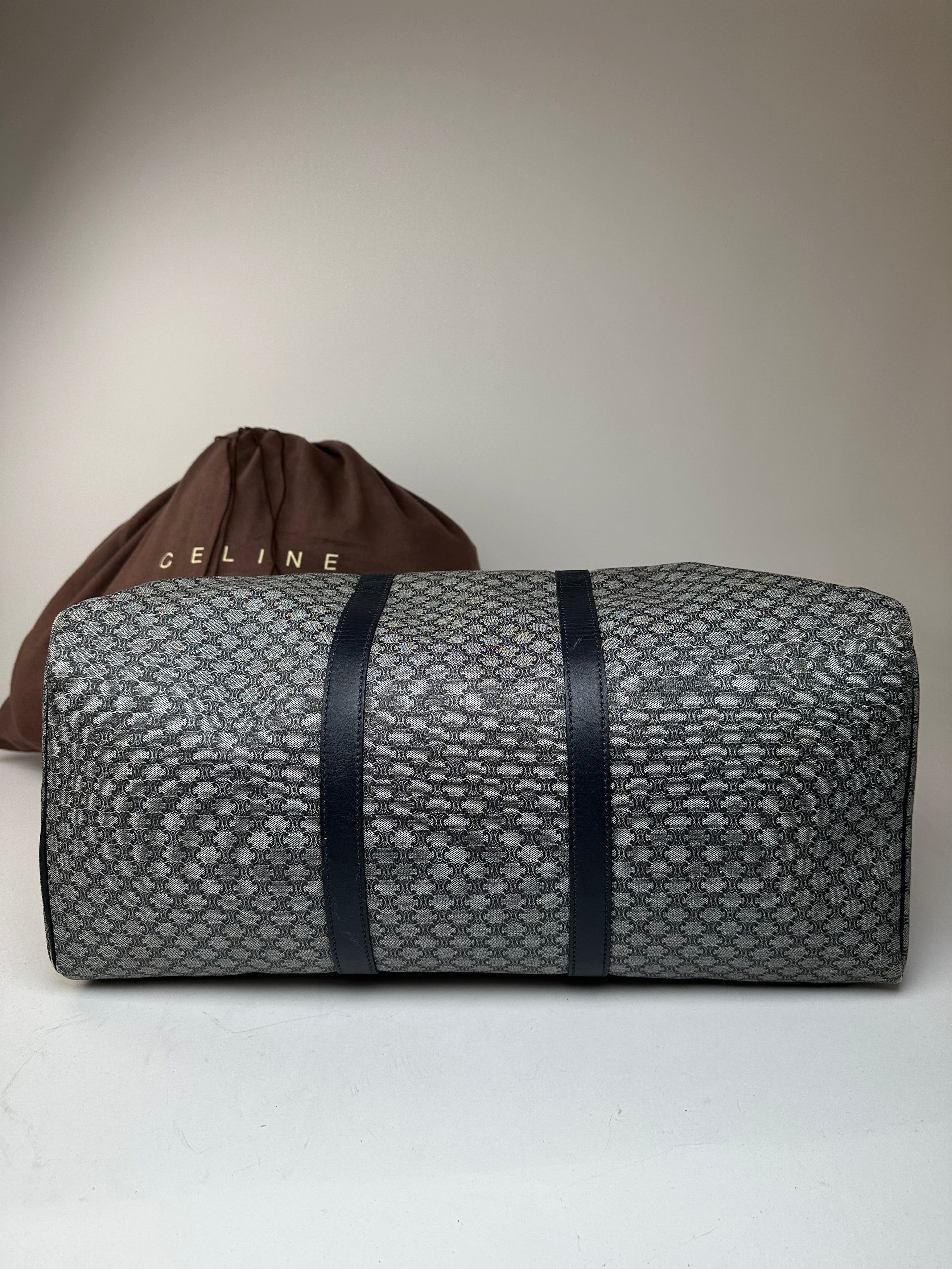 Celine Vintage Paris Triomphe Monogram Duffel Bag Grey Navy Black Size ONE SIZE - 10 Thumbnail