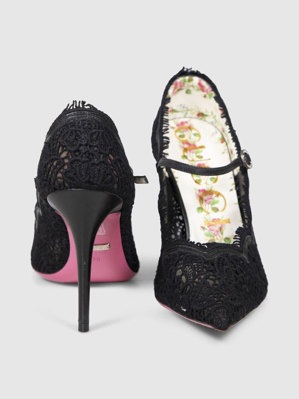 Gucci Black Lace Pointed Toe Heels Size US 8 / IT 38 - 3 Thumbnail