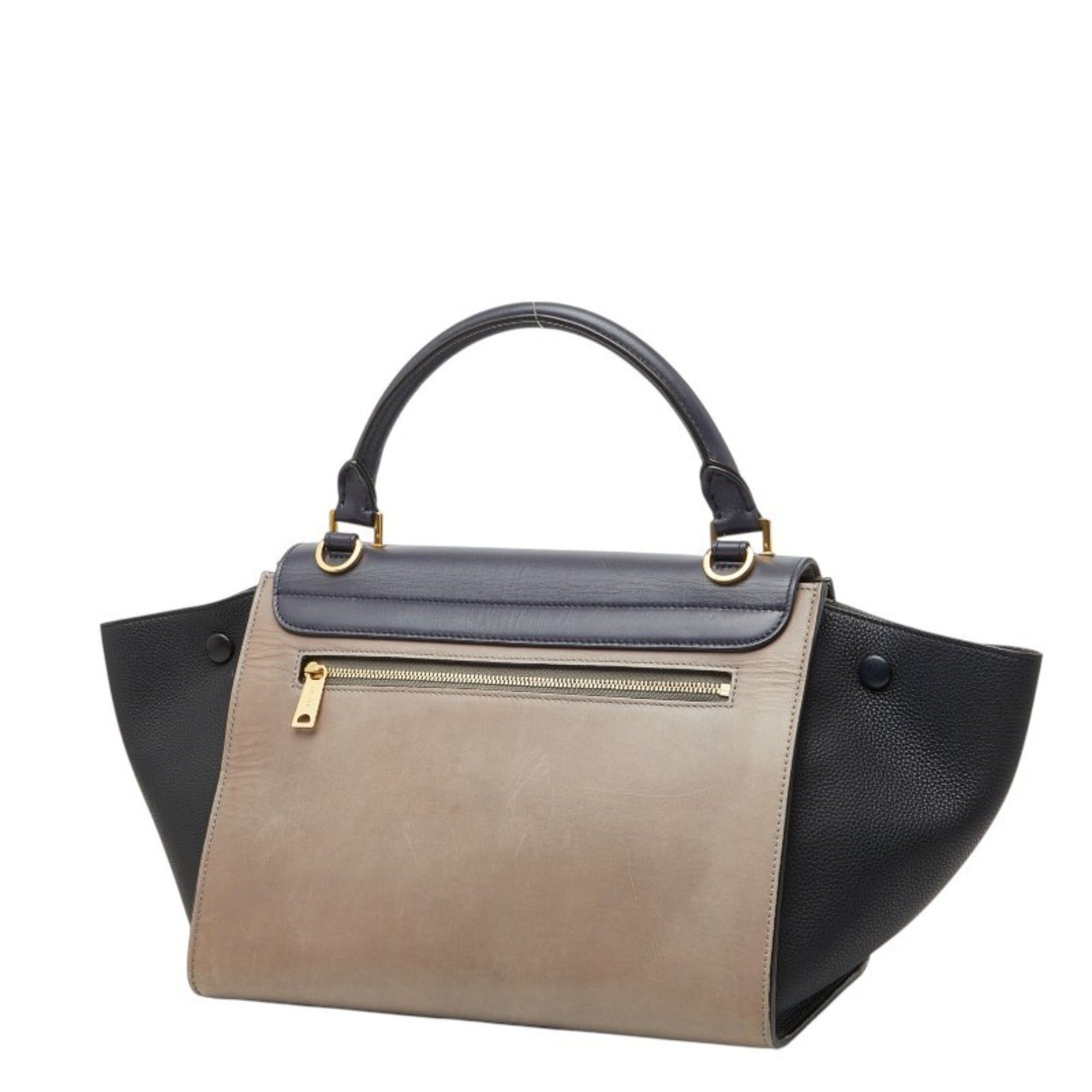 Celine Celine Trapeze Small Tricolor Handbag/Shoulder Bag (2-way) in Beige, Black, and Gray Leather - Women's CELINE Size ONE SIZE - 2 Thumbnail