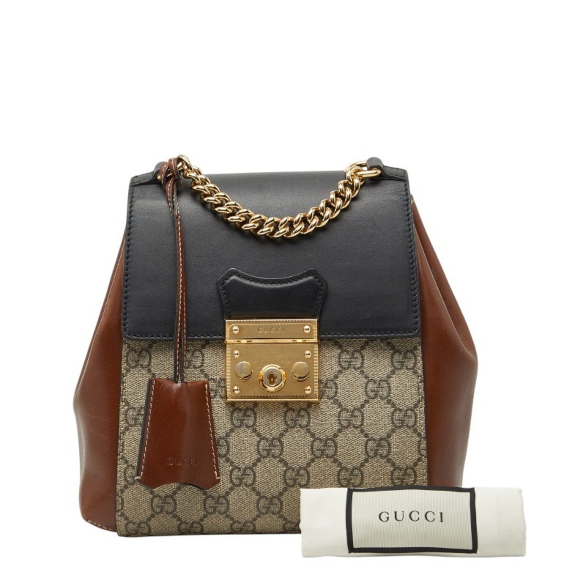 Gucci Gucci GG Supreme Padlock Backpack 498194 Beige Multicolor Leather Women's GUCCI Size ONE SIZE - 12 Thumbnail