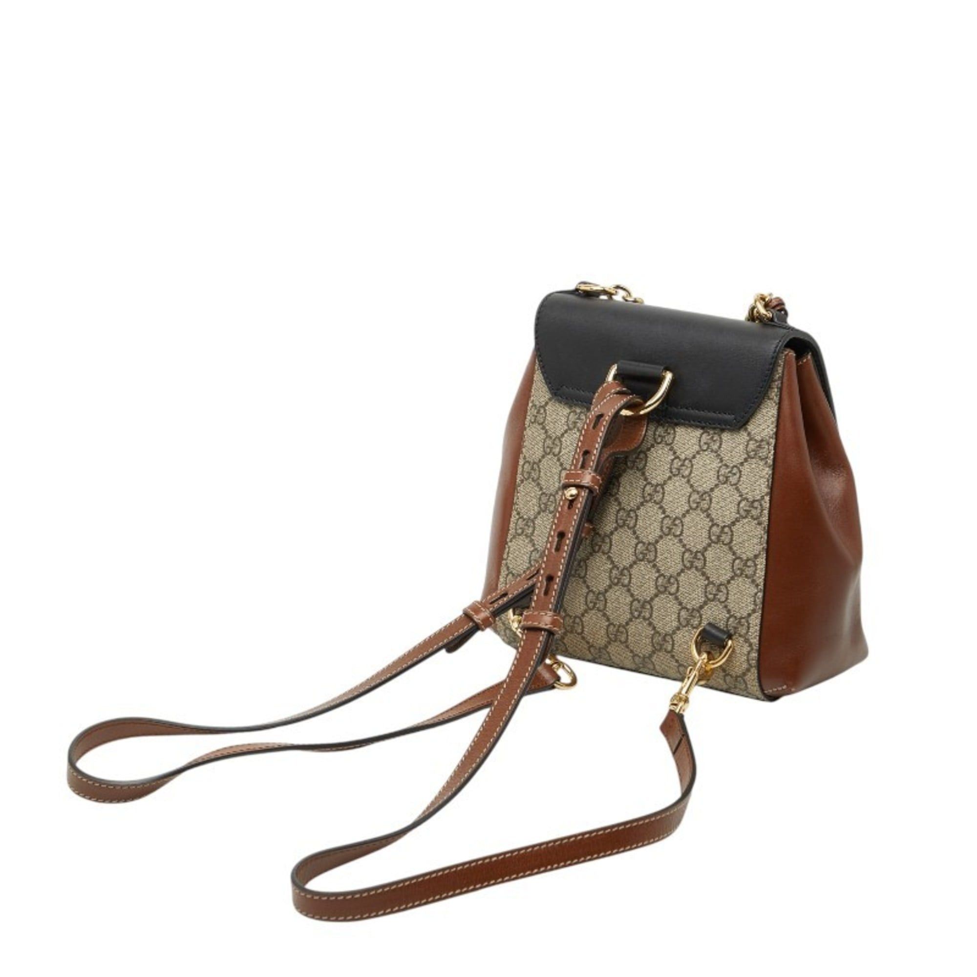 Gucci Gucci GG Supreme Padlock Backpack 498194 Beige Multicolor Leather Women's GUCCI Size ONE SIZE - 2 Thumbnail