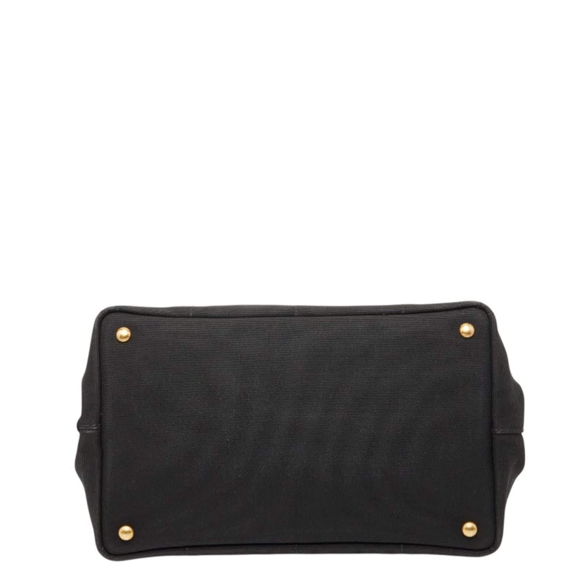 Prada Prada Triangle Logo Plate Canapa M Handbag 1BG642 Black Canvas Women's PRADA Size ONE SIZE - 3 Thumbnail