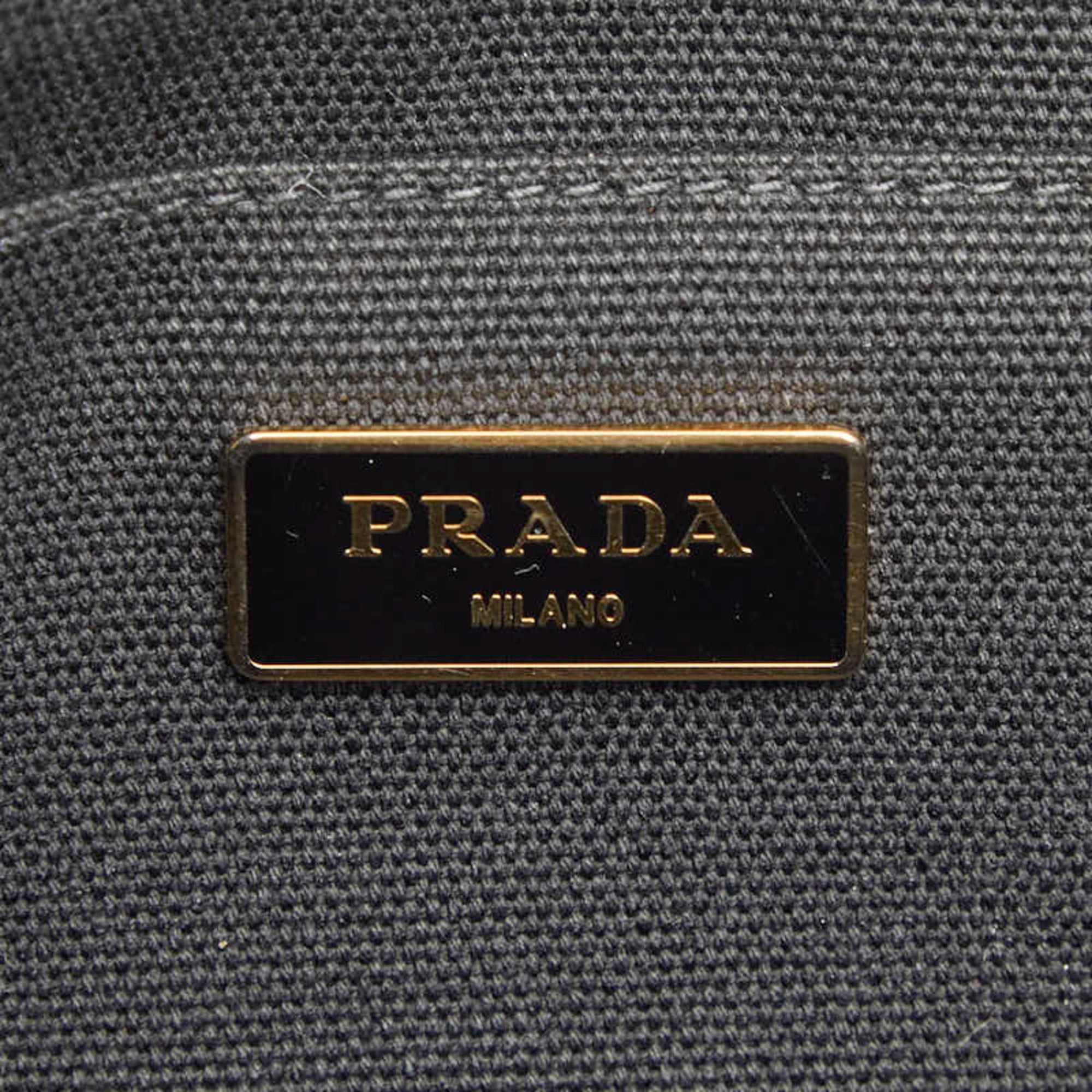 Prada Prada Triangle Logo Plate Canapa M Handbag 1BG642 Black Canvas Women's PRADA Size ONE SIZE - 10 Thumbnail