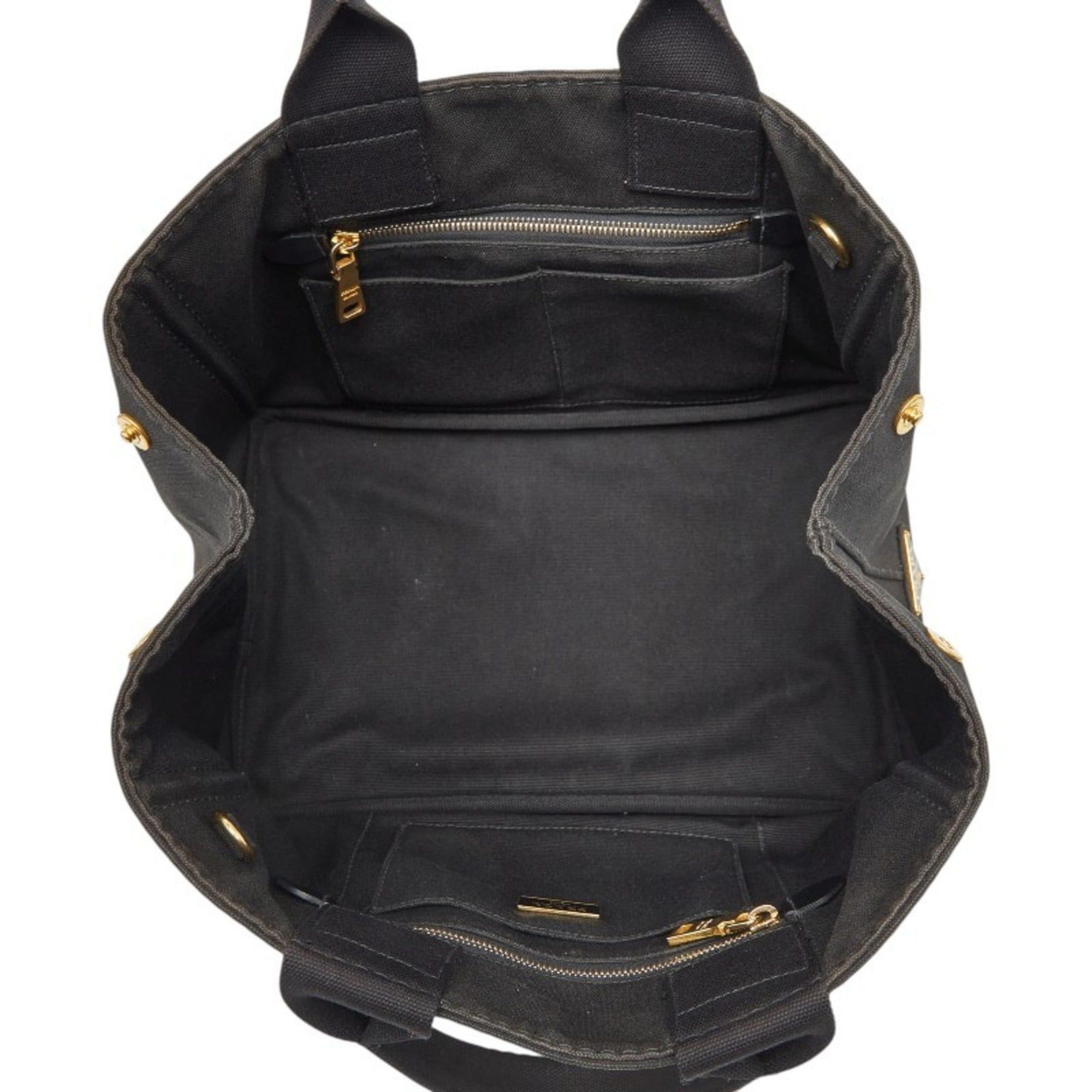Prada Prada Triangle Logo Plate Canapa M Handbag 1BG642 Black Canvas Women's PRADA Size ONE SIZE - 9 Thumbnail