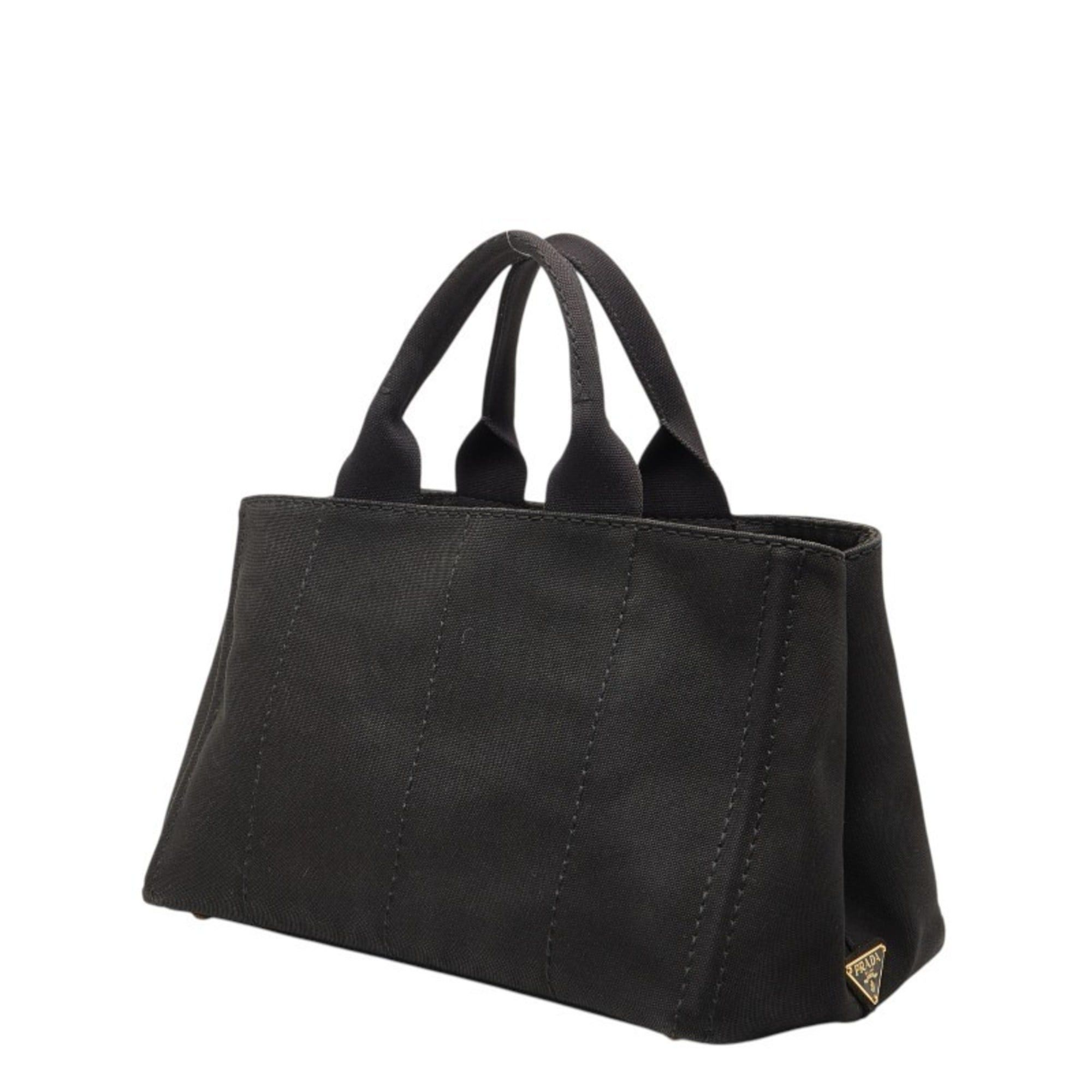 Prada Prada Triangle Logo Plate Canapa M Handbag 1BG642 Black Canvas Women's PRADA Size ONE SIZE - 2 Thumbnail