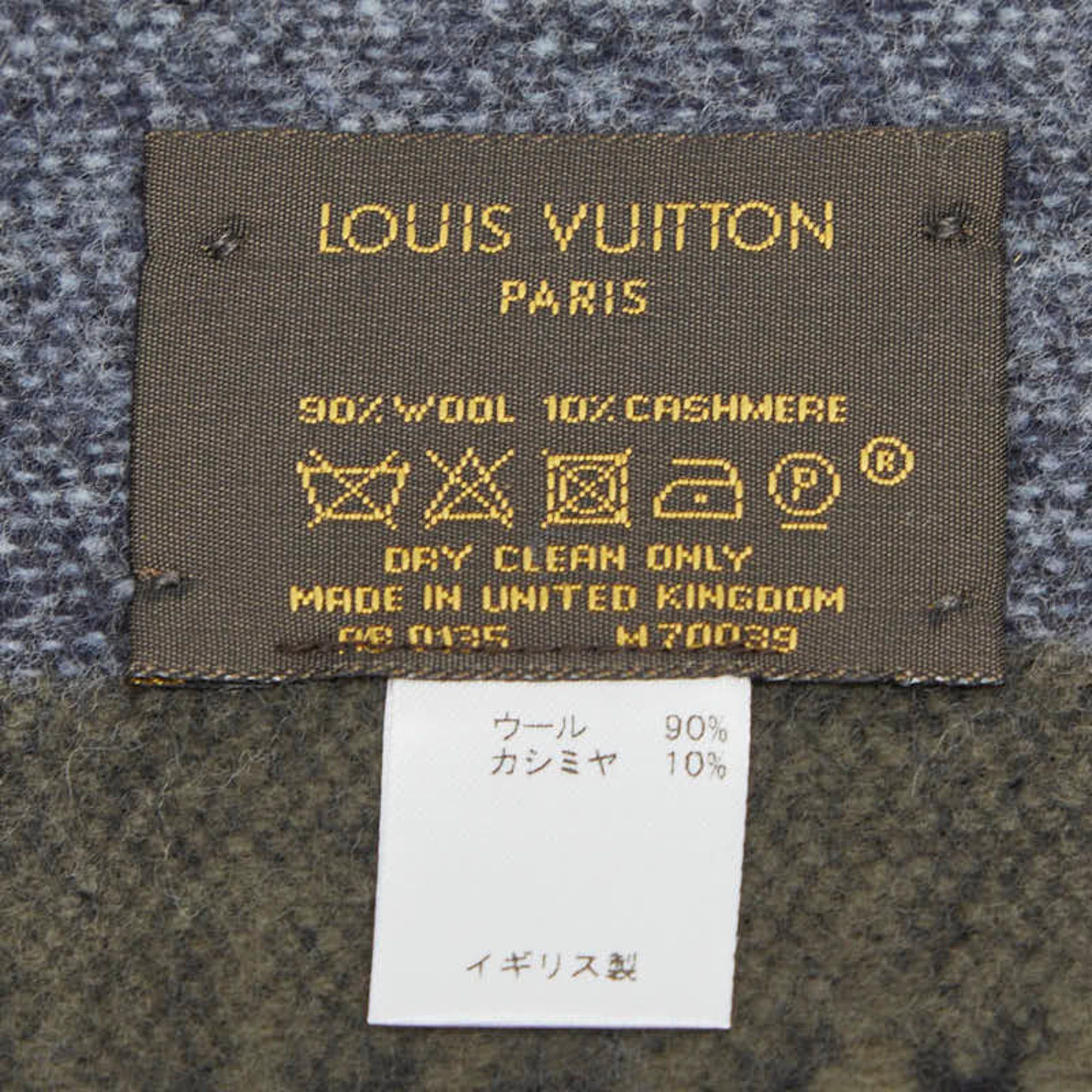 Louis Vuitton Louis Vuitton Echarpe LV Sticker Scarf M70039 Blue Multicolor Wool Cashmere Women's LOUIS VUITTON Size ONE SIZE - 4 Thumbnail