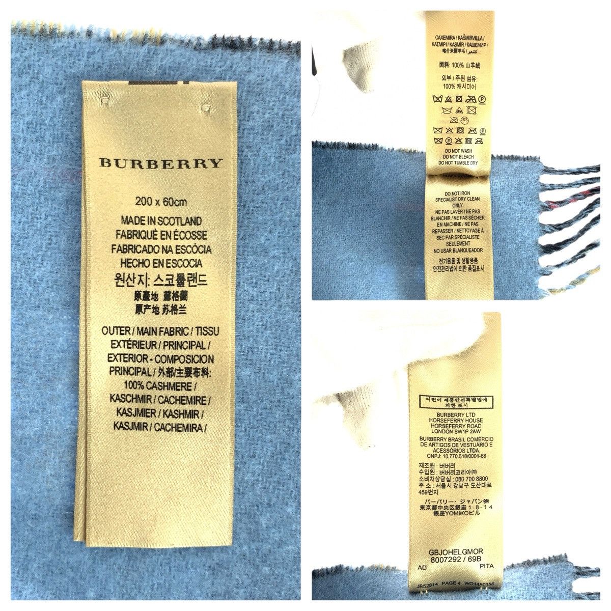 Burberry Burberry Burberry Cashmere Scarf Textile Scarf 8007292 DUTY FREE for USA Size ONE SIZE - 4 Thumbnail