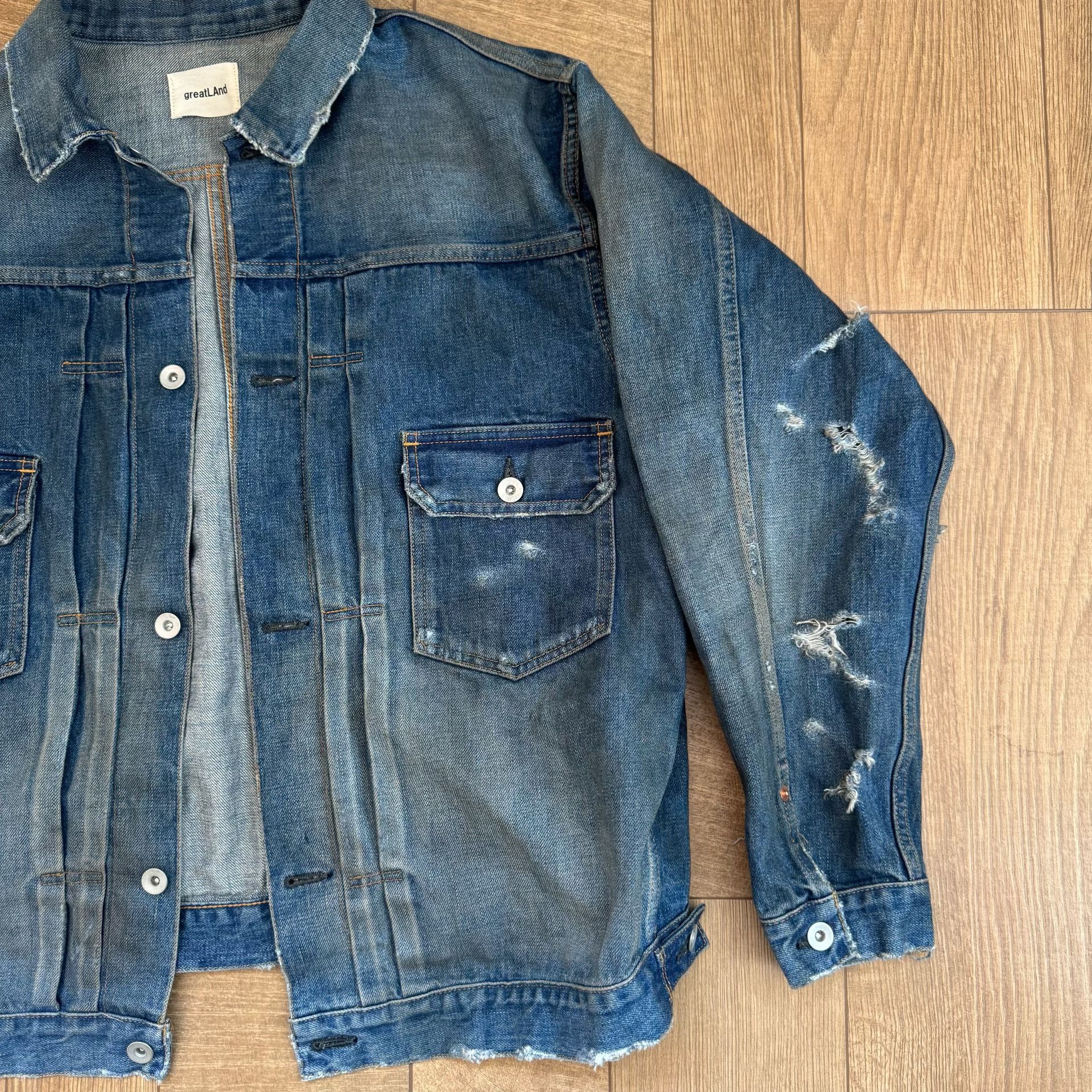 Greatland Apparel greatLAnd Distressed Washed Denim Jacket Size US M / EU 48-50 / 2 - 4 Thumbnail