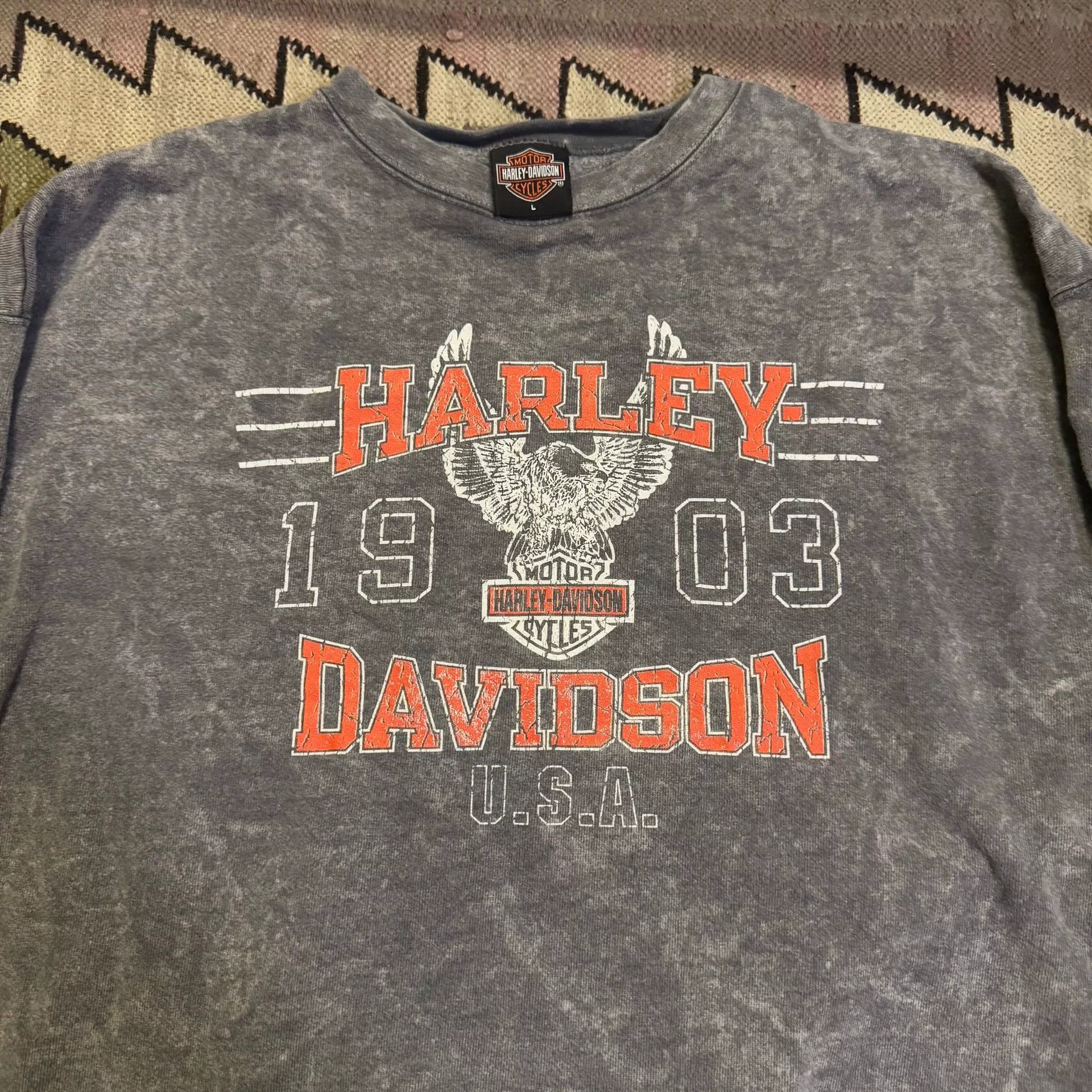 Harley Davidson Harley Davidson Washed Vintage Sweatshirt Size US L / EU 52-54 / 3 - 2 Thumbnail