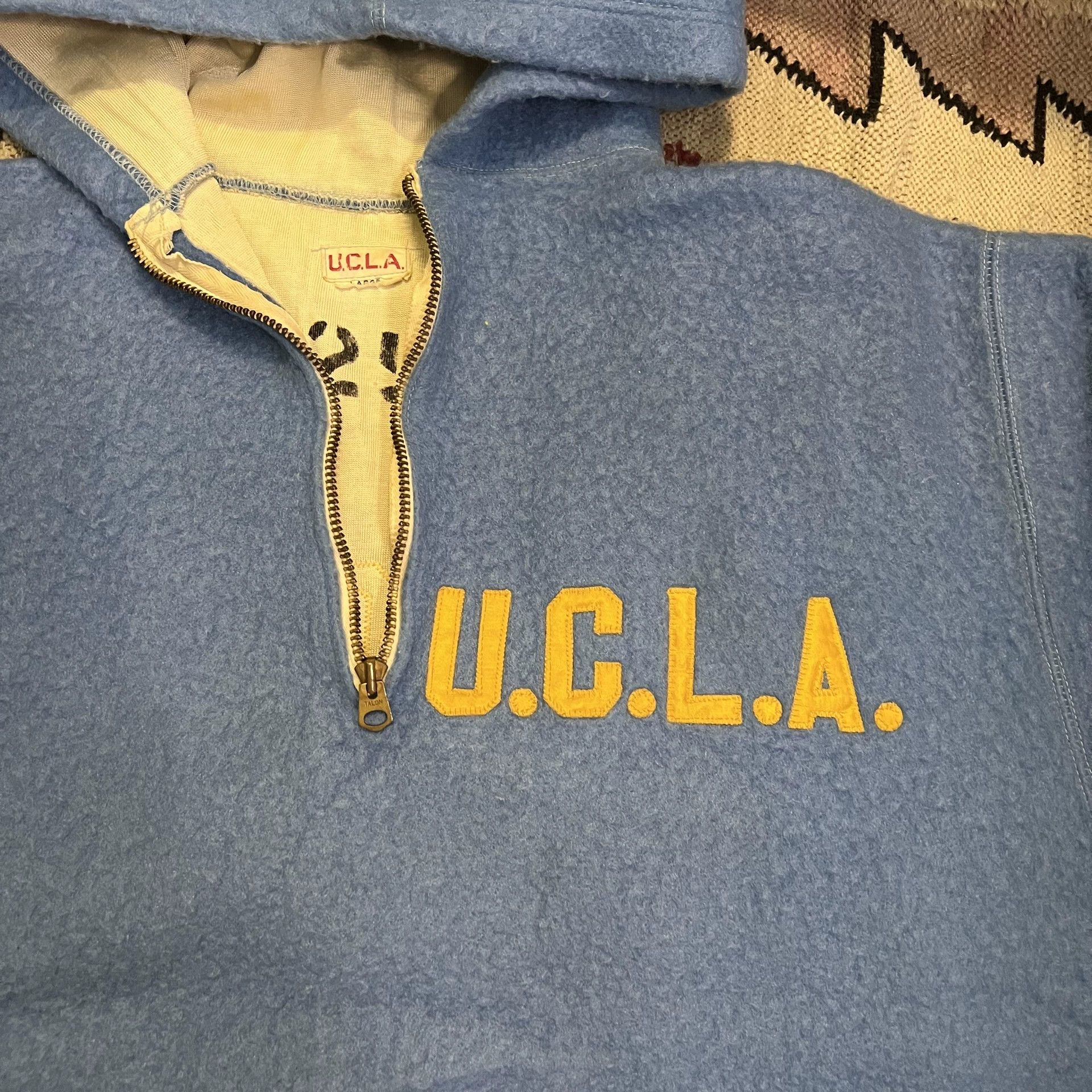 Vintage 50s UCLA Zip Vintage Sweater Size US L / EU 52-54 / 3 - 3 Thumbnail