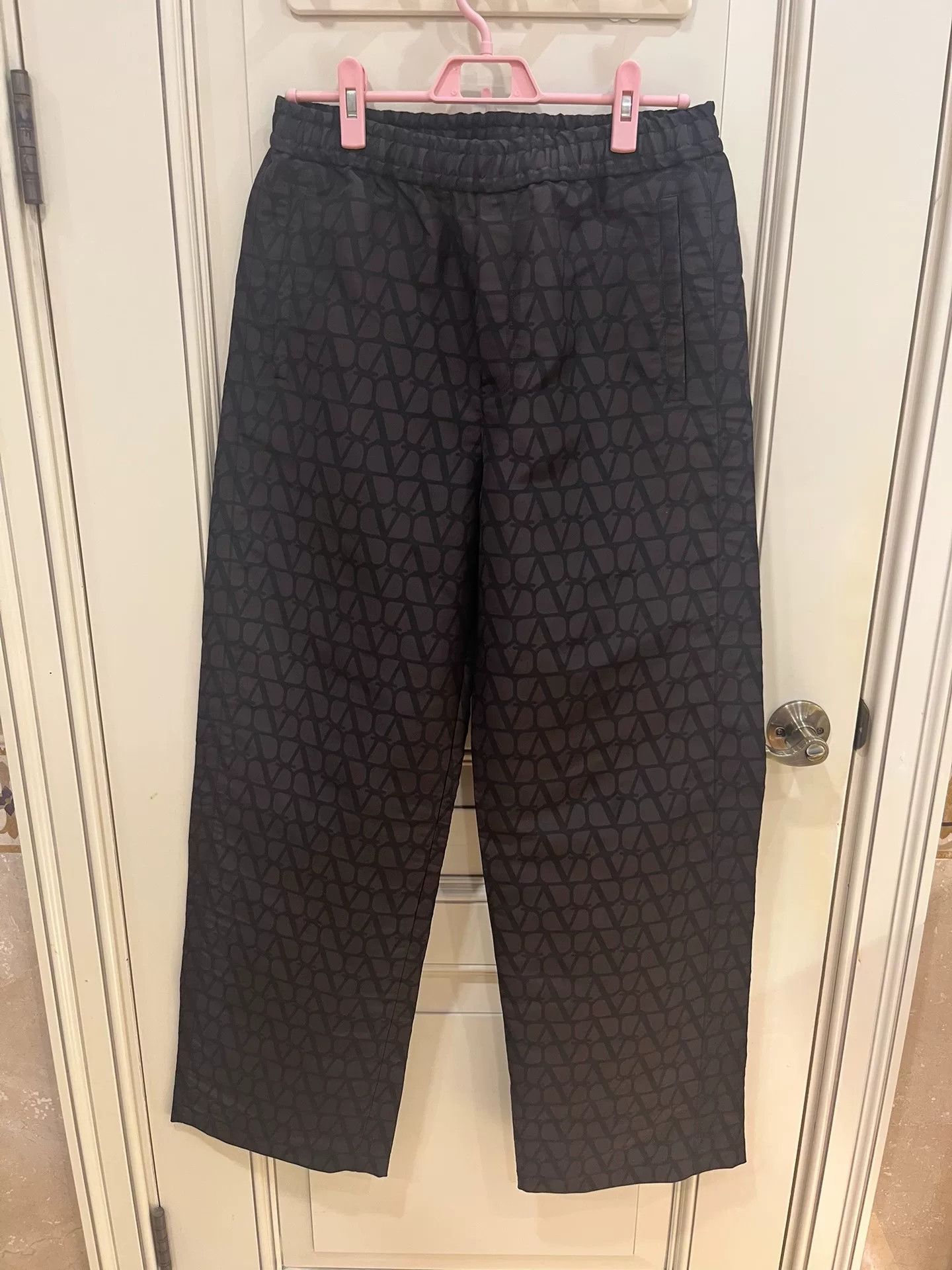 Valentino Valentino V Logo Silk Wide-Leg Pants Size 42" / US 20 - 3 Thumbnail