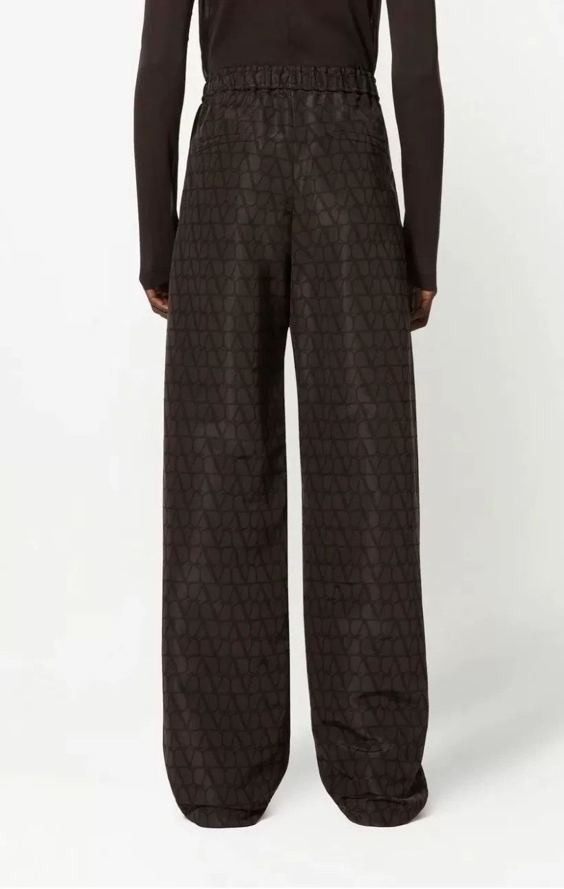Valentino Valentino V Logo Silk Wide-Leg Pants Size 42" / US 20 - 2 Thumbnail