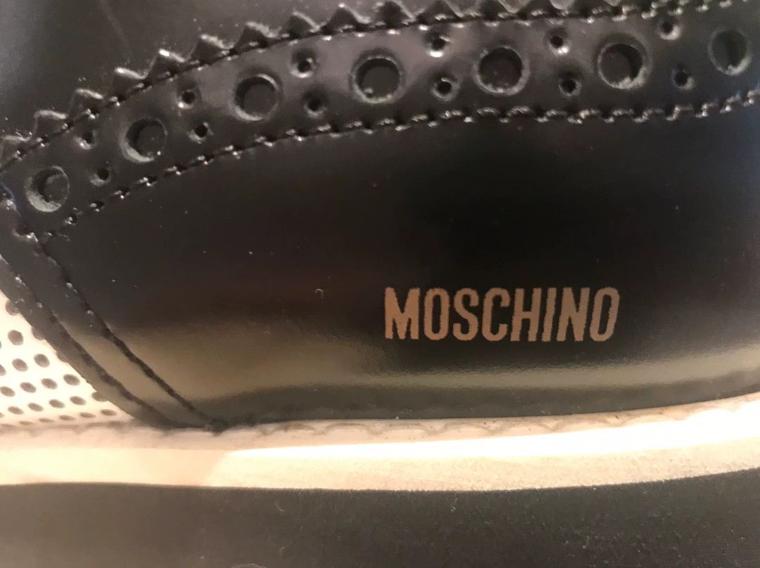 Moschino Moschino Black White Leather Casual Shoes Size US 8 / EU 41 - 8 Thumbnail