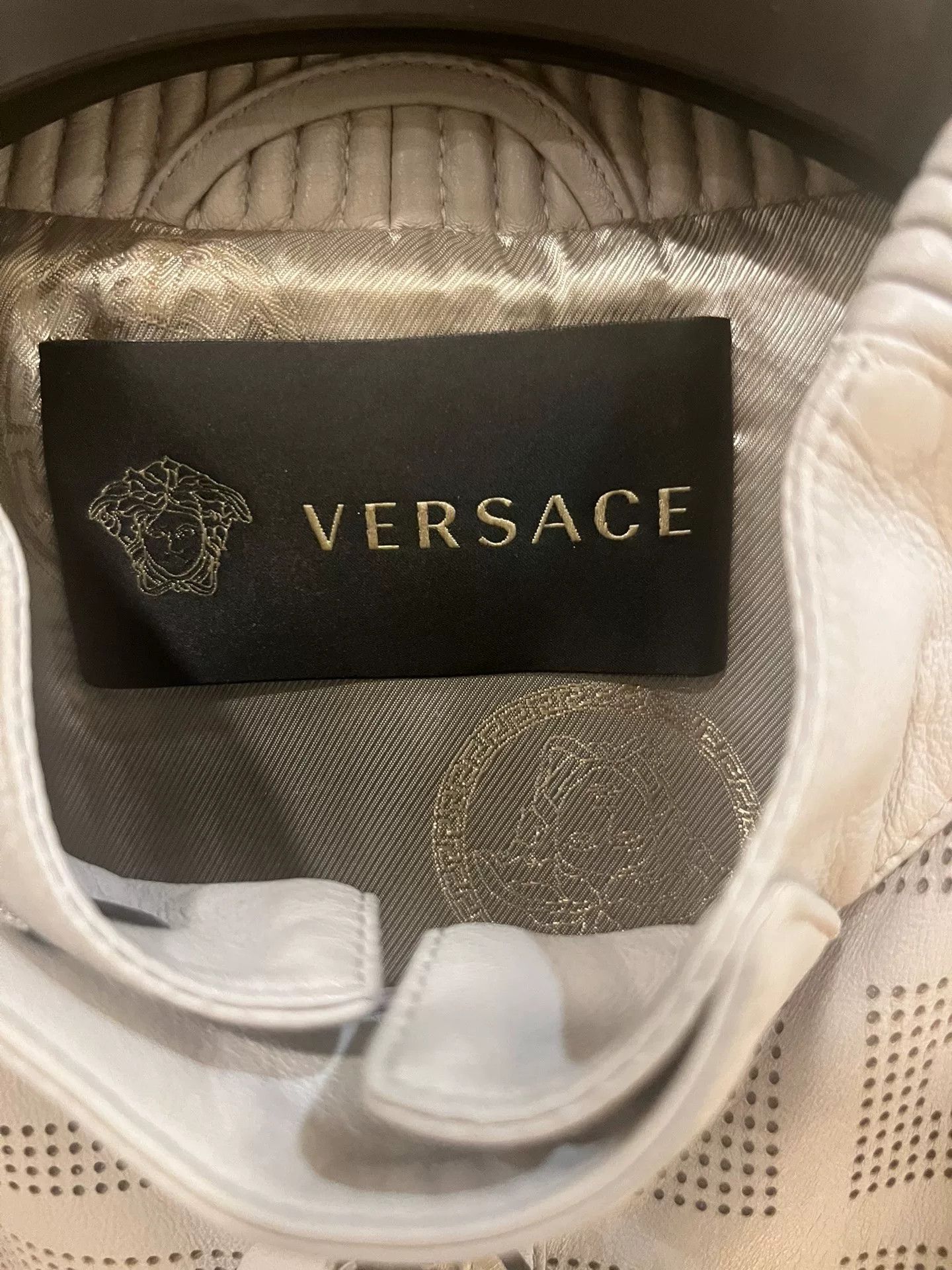 Versace Versace Greca Gray Leather Jacket 48 Size US M / EU 48-50 / 2 - 2 Thumbnail