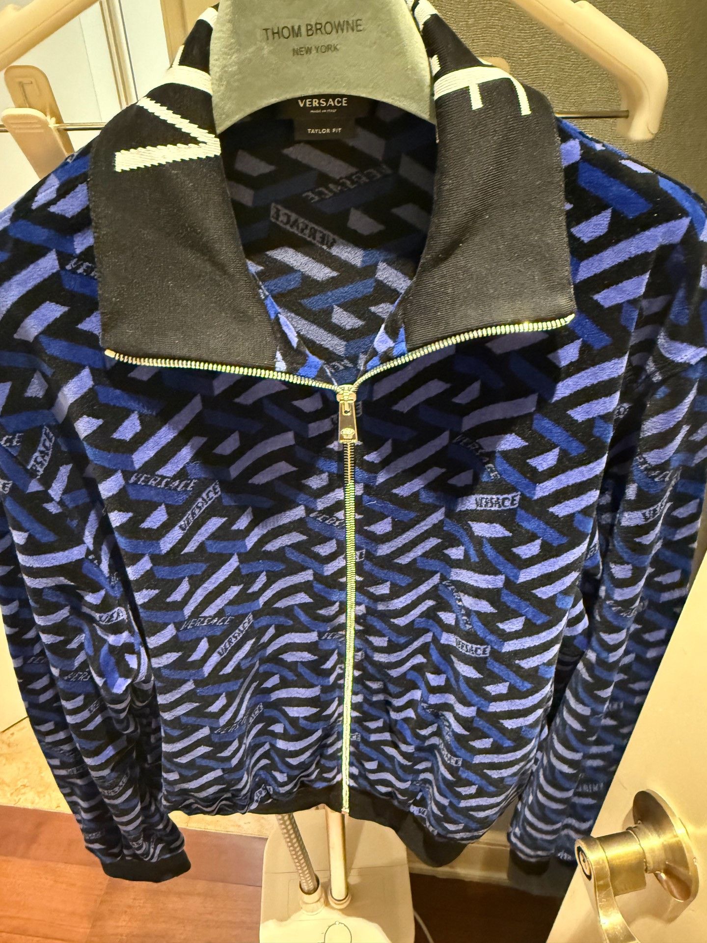 Versace Versace Blue Velvet Logo Jacket Size US M / EU 48-50 / 2 - 7 Thumbnail