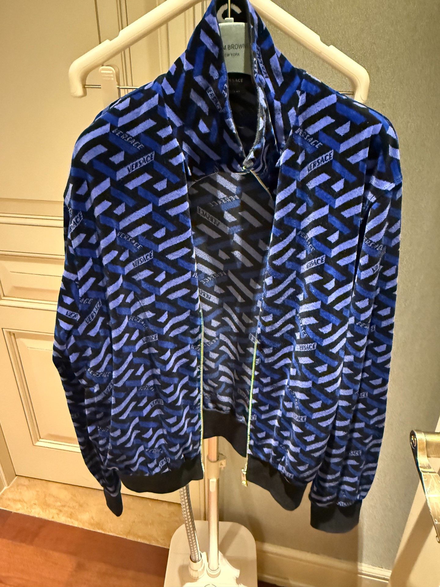 Versace Versace Blue Velvet Logo Jacket Size US M / EU 48-50 / 2 - 2 Thumbnail