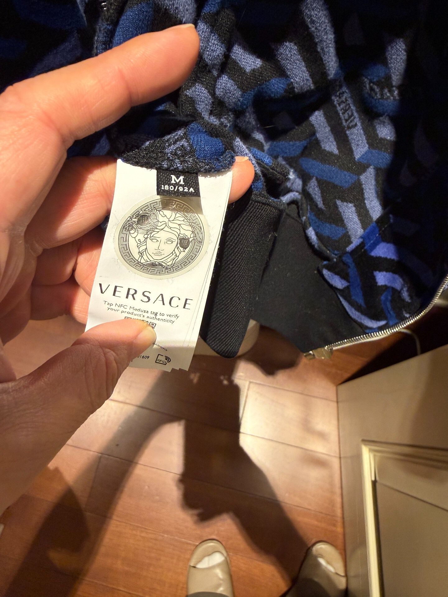 Versace Versace Blue Velvet Logo Jacket Size US M / EU 48-50 / 2 - 5 Thumbnail